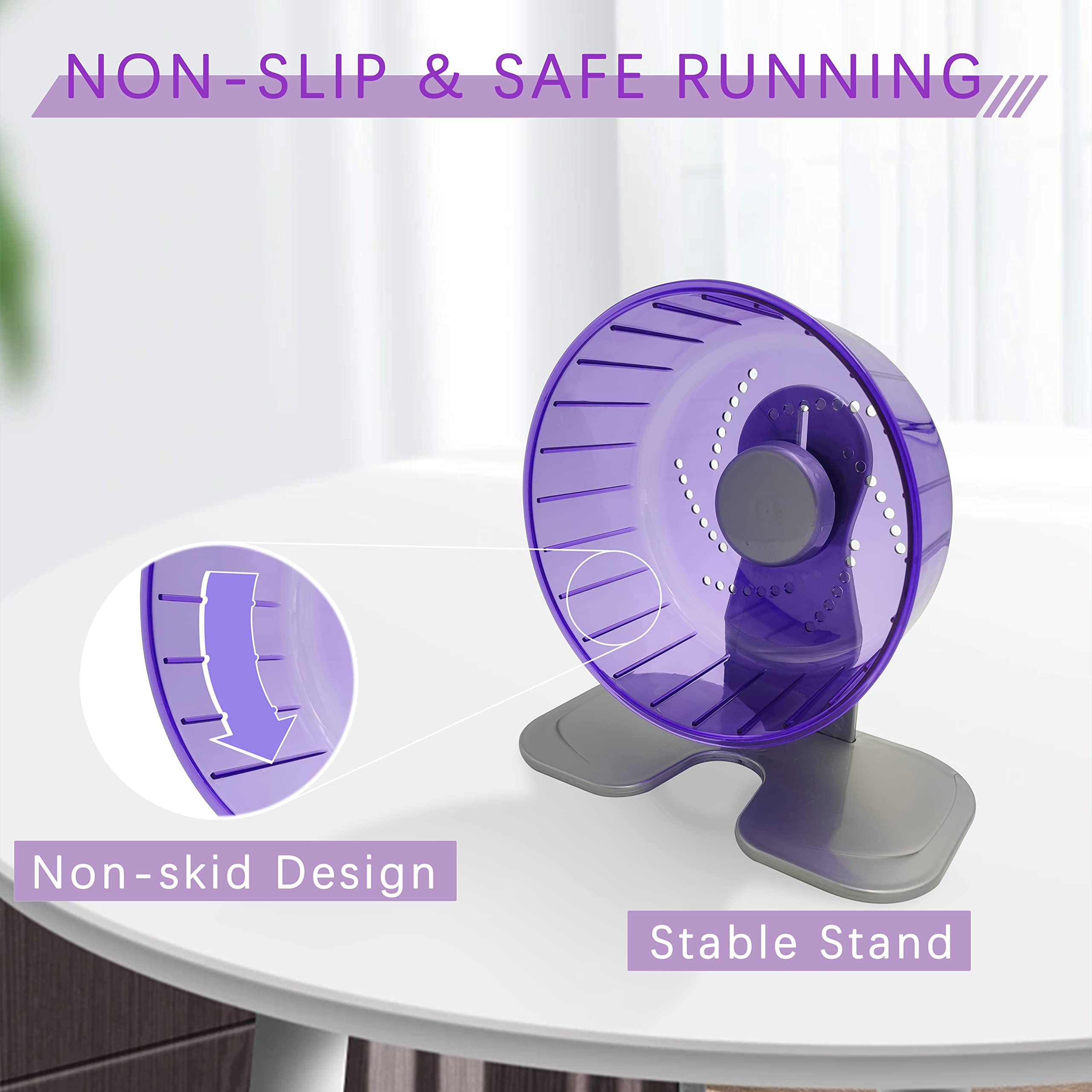 Petest Hamster Exercise Wheel, Silent Spinner Hamster Running Wheels, Diameter 8.3 Inch, Purple