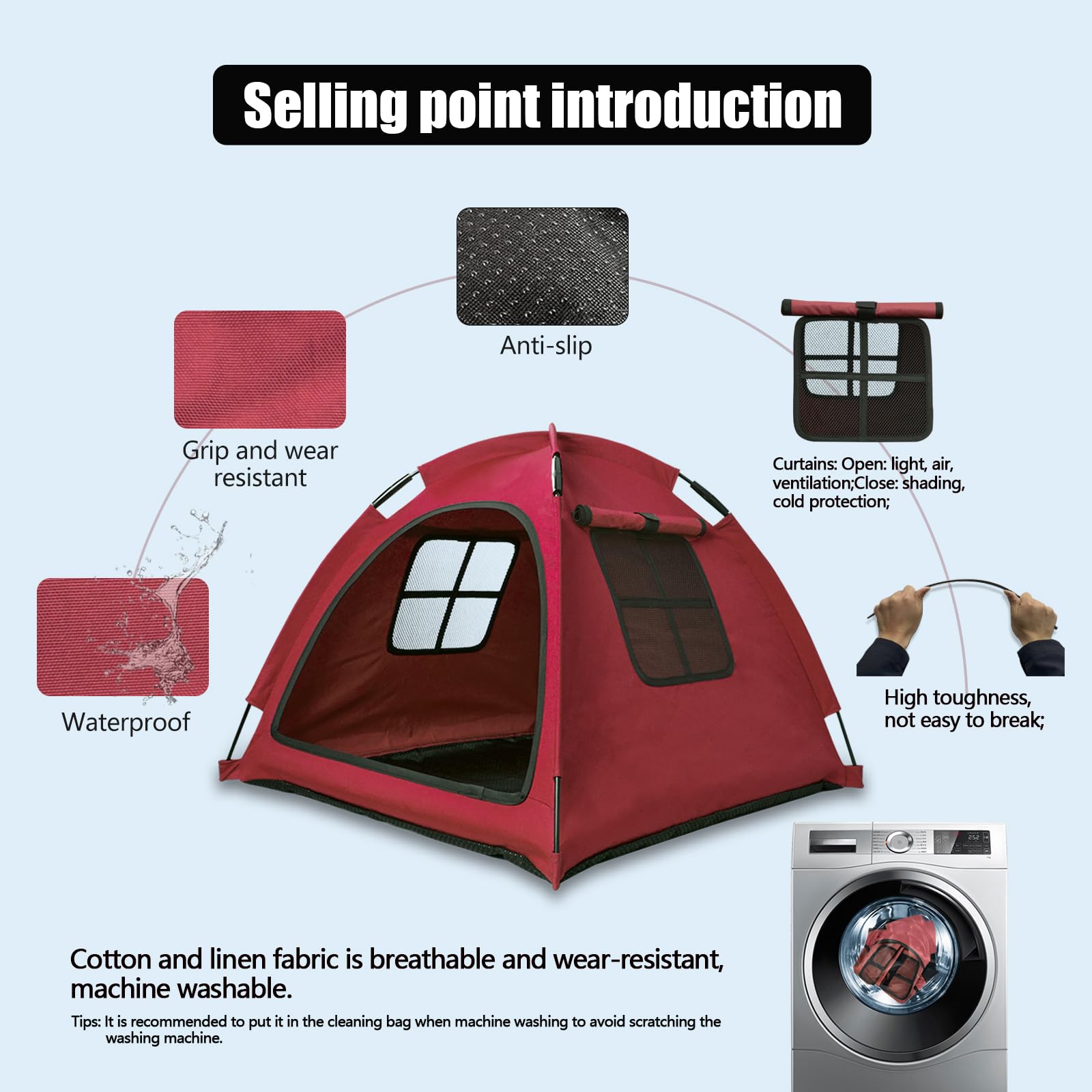 Nockovi Red Cat Tent House?Cat'S Nest, Portable Indoor/Outdoor Pet Tent House For Cats, Puppies And Other Small Animals