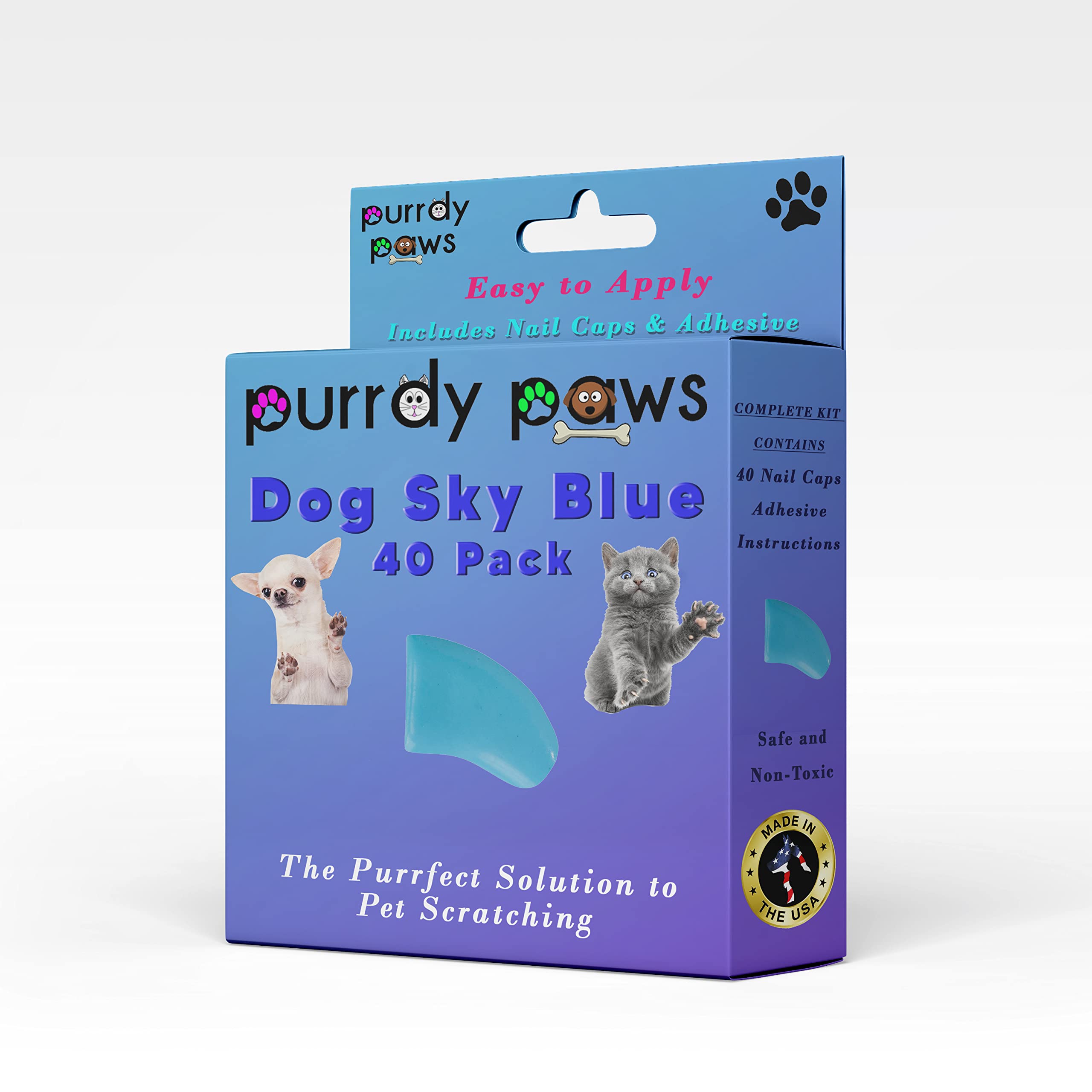 Purrdy Paws 40 Pack Soft Nail Caps For Dog Claws Sky Blue Medium