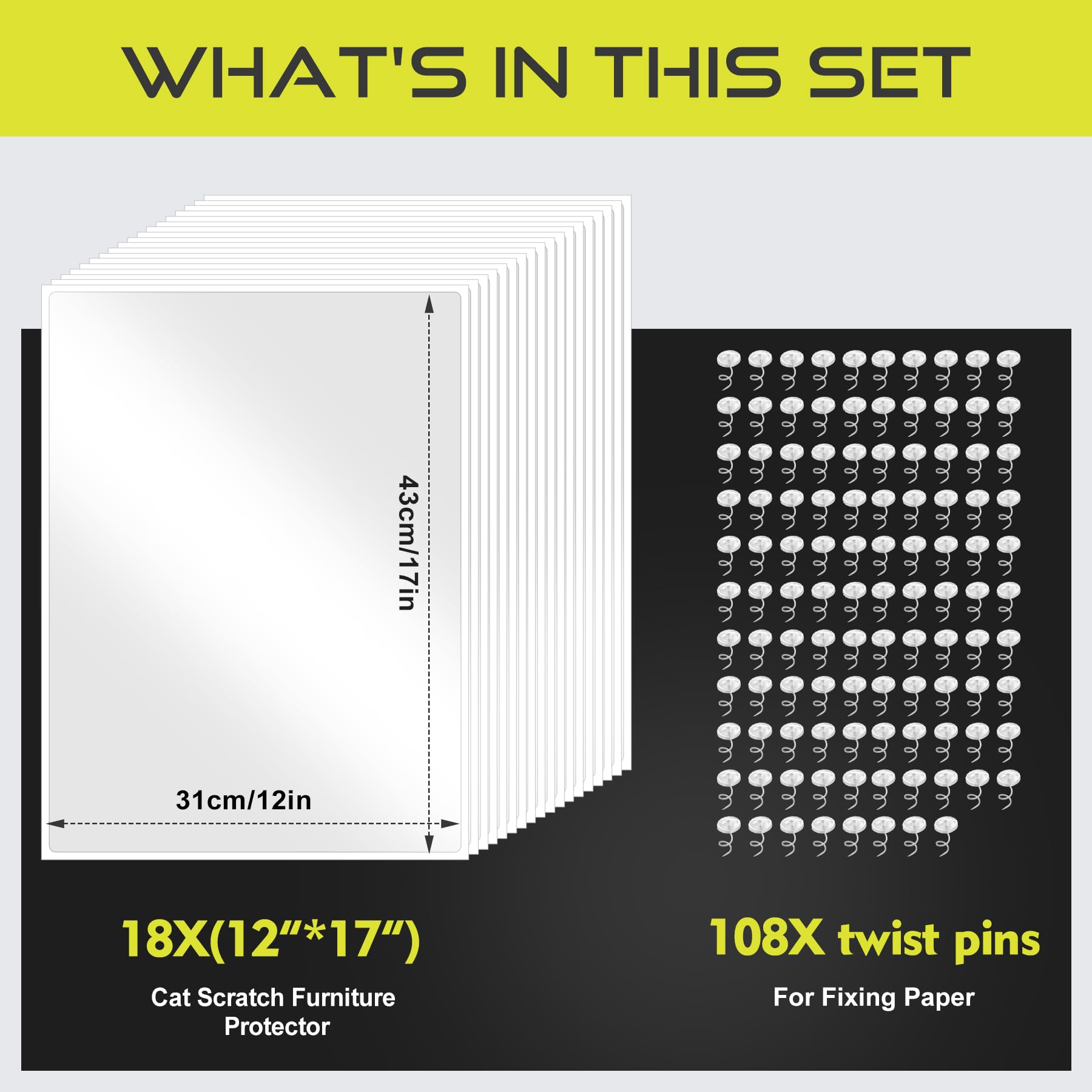 Anti Cat Scratch Furniture Protector, 18-Pack Couch Protector From Cat Claws For Sofa Corners, Walls & Doors - Heavy-Duty, Easy-