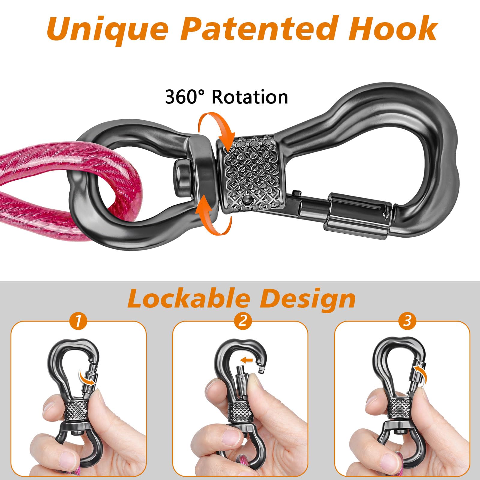 Xiaz Dog Tie Out Cable, 15Ft Dog Lead For Yard, Heavy Duty Chain Line Outside For Small Medium Large Dogs Up To 250 Lbs, Outdoor Dog Runner Tether
