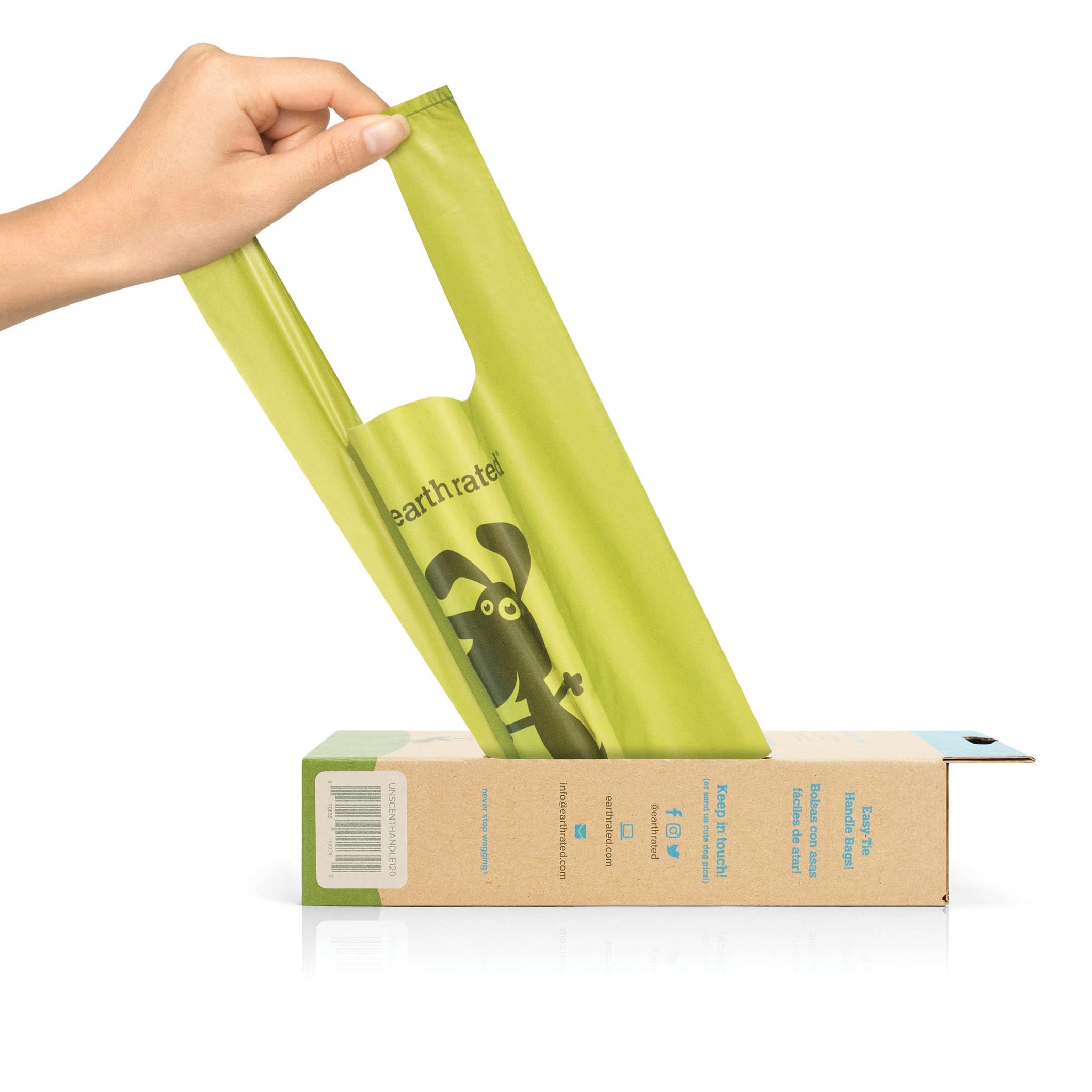 Earth Rated Dog Poop Bags With Handles, New Look, Easy Tie And Guaranteed Leakproof, Unscented, 120 Handle Bags
