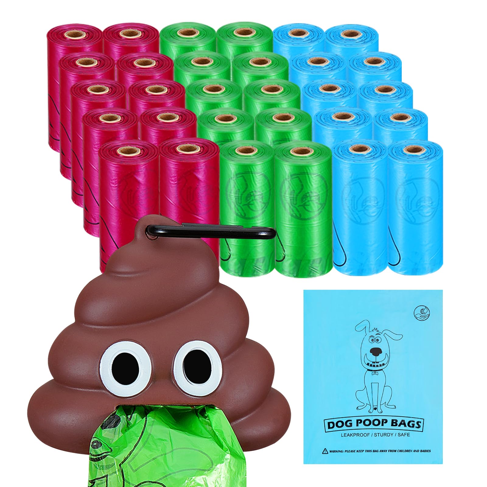 Letalong Dog Poop Bag With Holder, 450 Counts Biodegradable Scented Doggie Waste Bags With 1 Dispenser, Pet Poop Bags Rolls For 