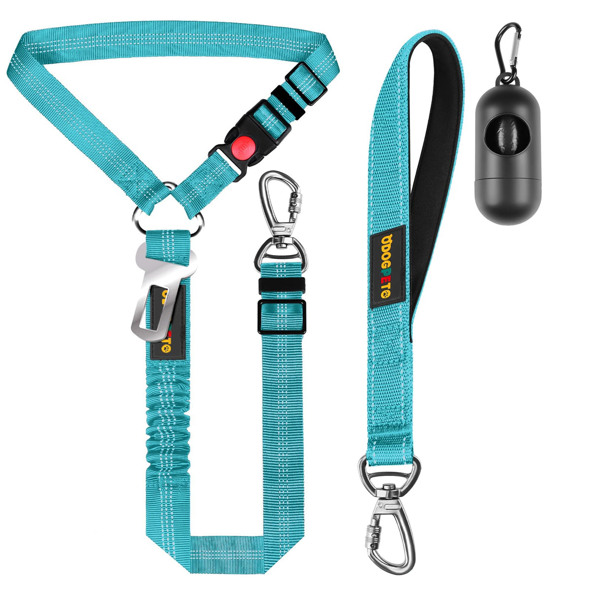 Dog Seat Belt Harness For Car, Dog Car Leash With Car Headrest & Buckle, Reflective Short Dog Leash, Pet 15 Inch Heavy Duty Leas
