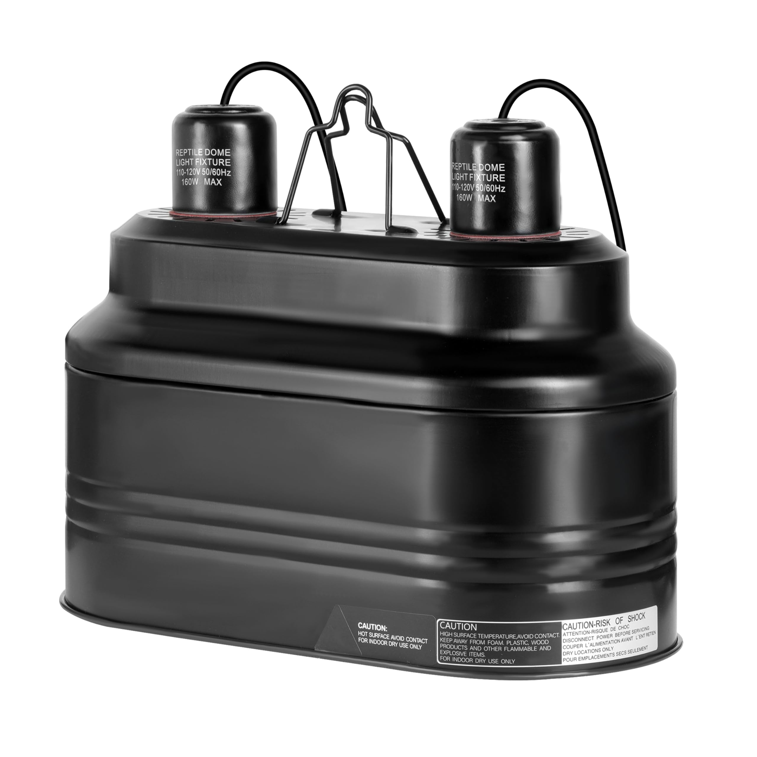 Simple Deluxe Dual Reptile Light Fixture 160W, Reflector Dome Heat/Uvb Lamp Cap, For Small Animal Terrarium And Tortoise Habitat