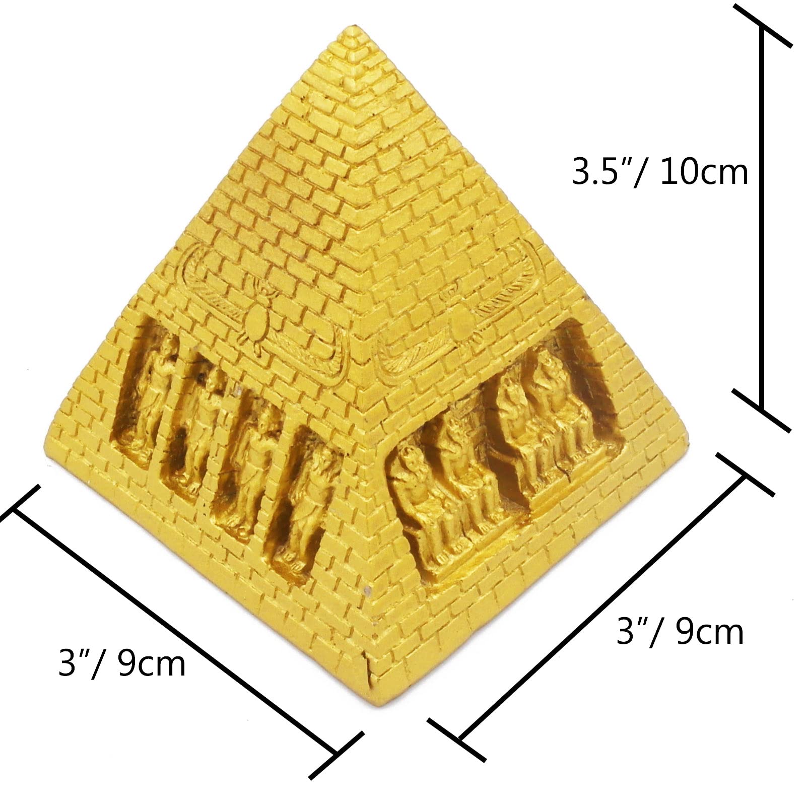 Kocris Casa Pyramid Pharaoh Aquarium Fish Tank Decorations Statues Figurine Sculpture Ancient Egypt Reptile Turtle Lizard Spider Tanks Terrarium Egyptian D?or Ornament Pet (Gold Pyramid)