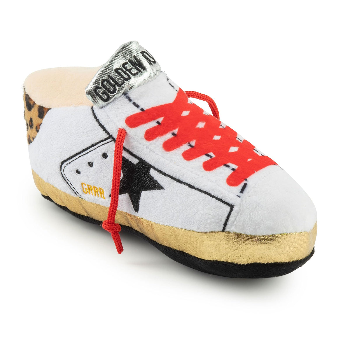 Haute Diggity Dog Original Golden Pooch Tennis Shoe, Plush Designer Dog Toys With Interactive Squeaker, Stimulating Pet Enrichme