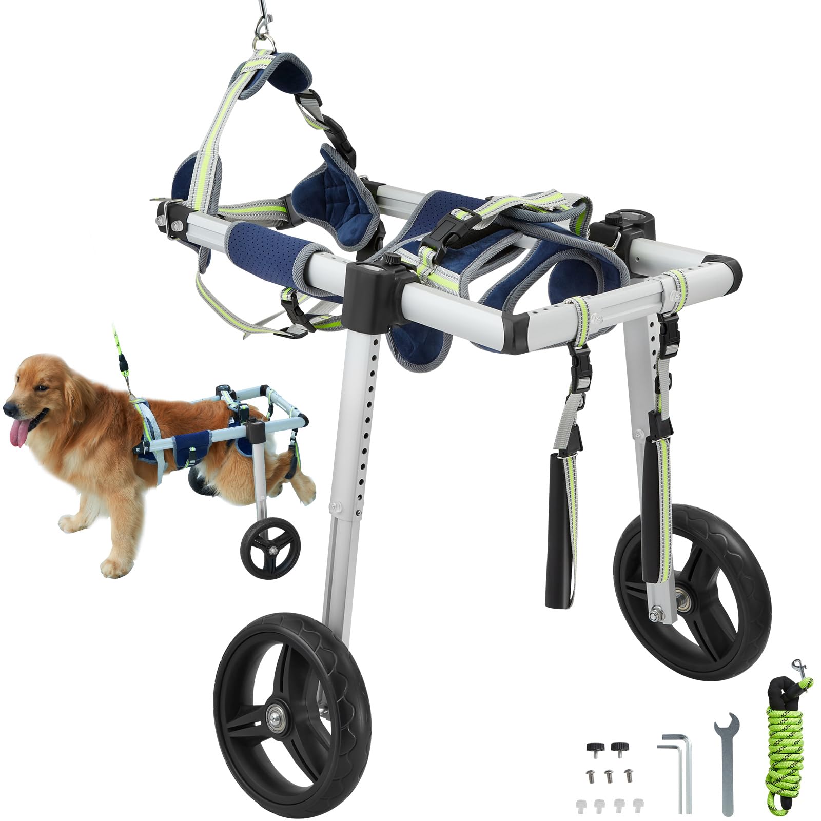 VEVOR 2 Wheels Dog Wheelchair for Back Legs, Pet Wheelchair Lightweight & Adjustable Assisting in Healing, Dog Cart for Injured,