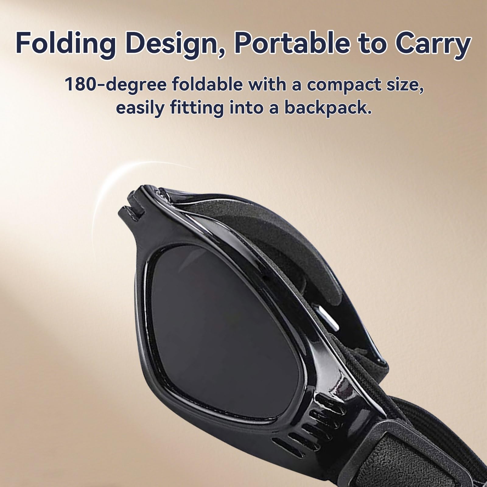 Billionchains Dog Goggles With Adjustable Straps Foldable Dog Sunglasses Anti-Uv For Small To Medium Dog-Black