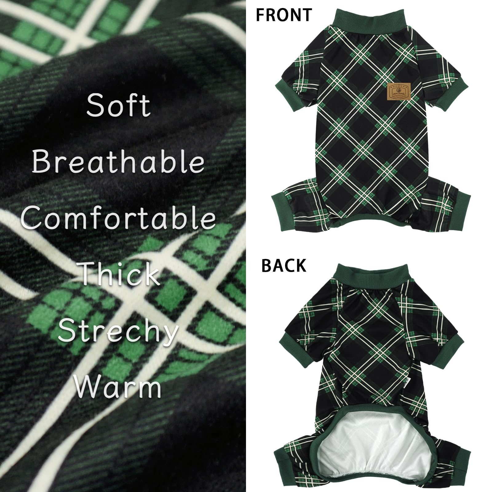 Xpudac Dog Pajamas Soft Strechy Plaid Doggie Clothes For Small Medium Dogs Girl Boy Cat Apparel-2Xl