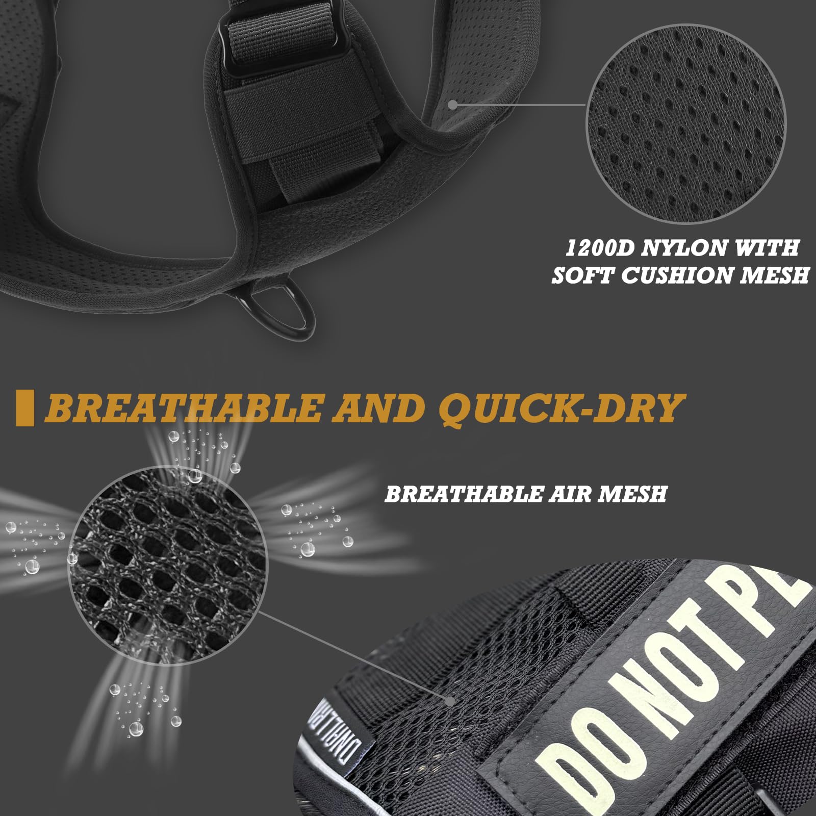 Dnallrino Tactical Dog Harness For Small And Medium Breeds, Air Dog Vest No Pull With Reflective Do Not Pet Patches, Breathable