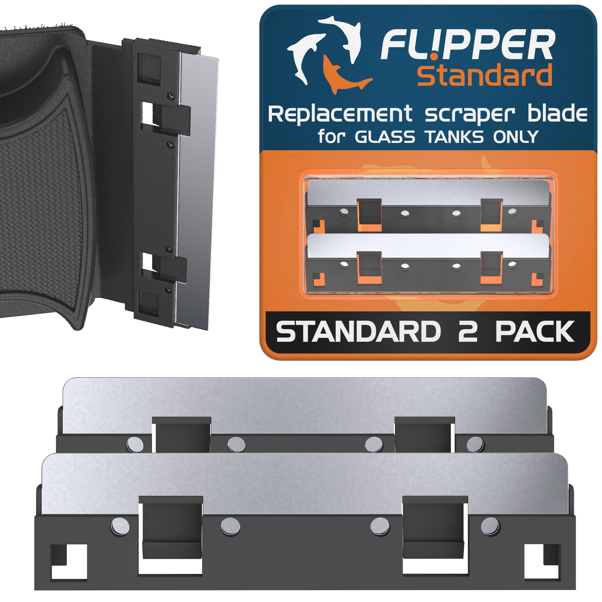 Fl!Pper Flipper Standard Aquarium Scraper Replacement Blades For Fish Tank Cleaning Kits - Stainless Steel Replacement Blades Fo