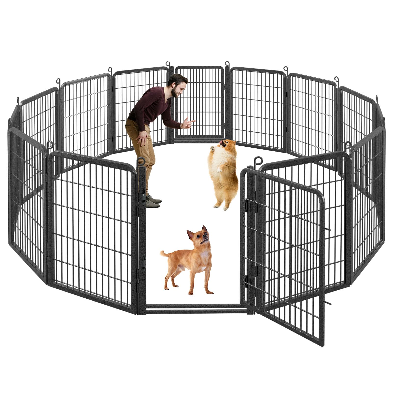 Jhsomdr Dog Playpen Outdoor With Low Threshold Full Gate 32'' Height 14 Panels Large Dog Pen Dog Fence Outdoor For Yard, Heavy D