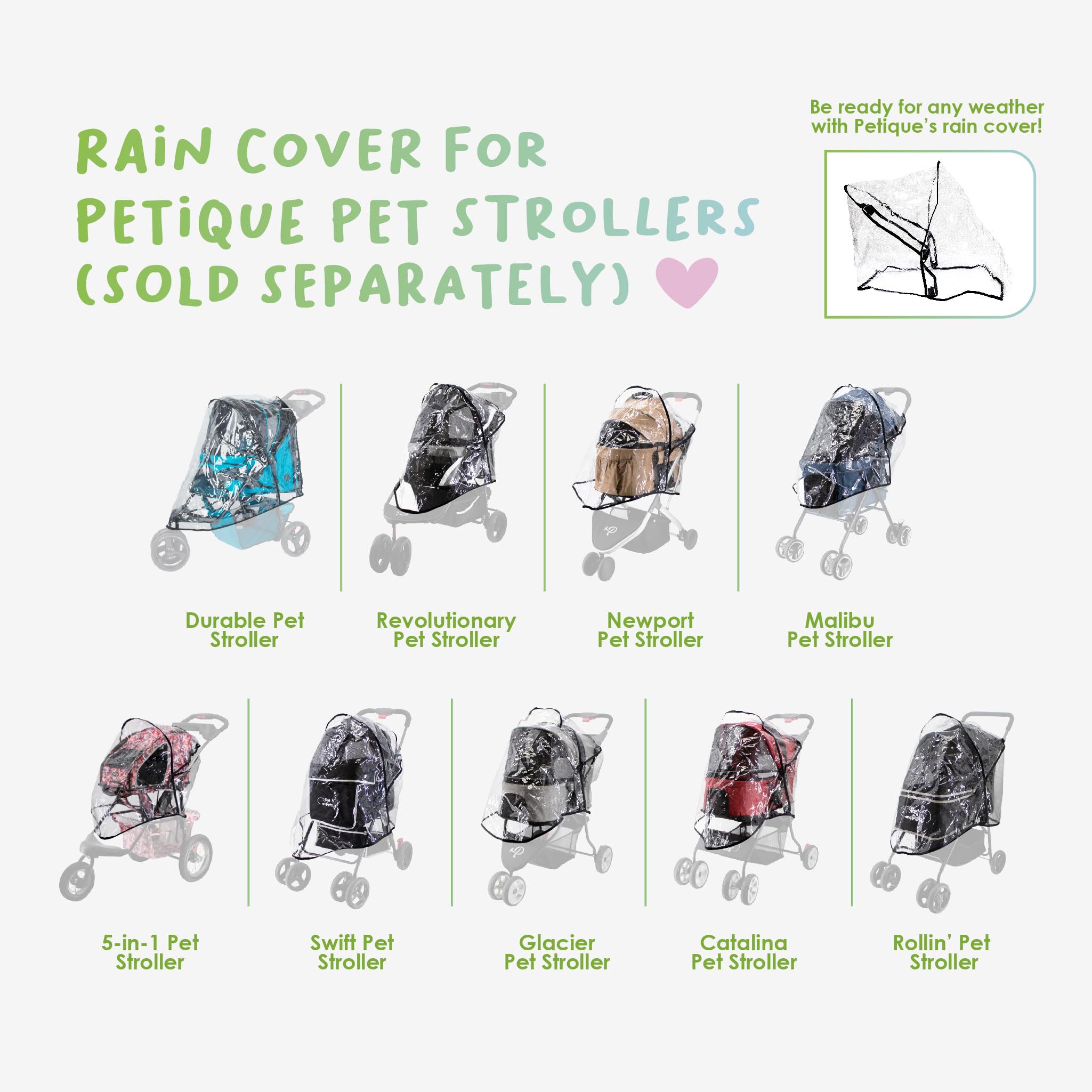 Petique Rain Cover Pet Strollers Only