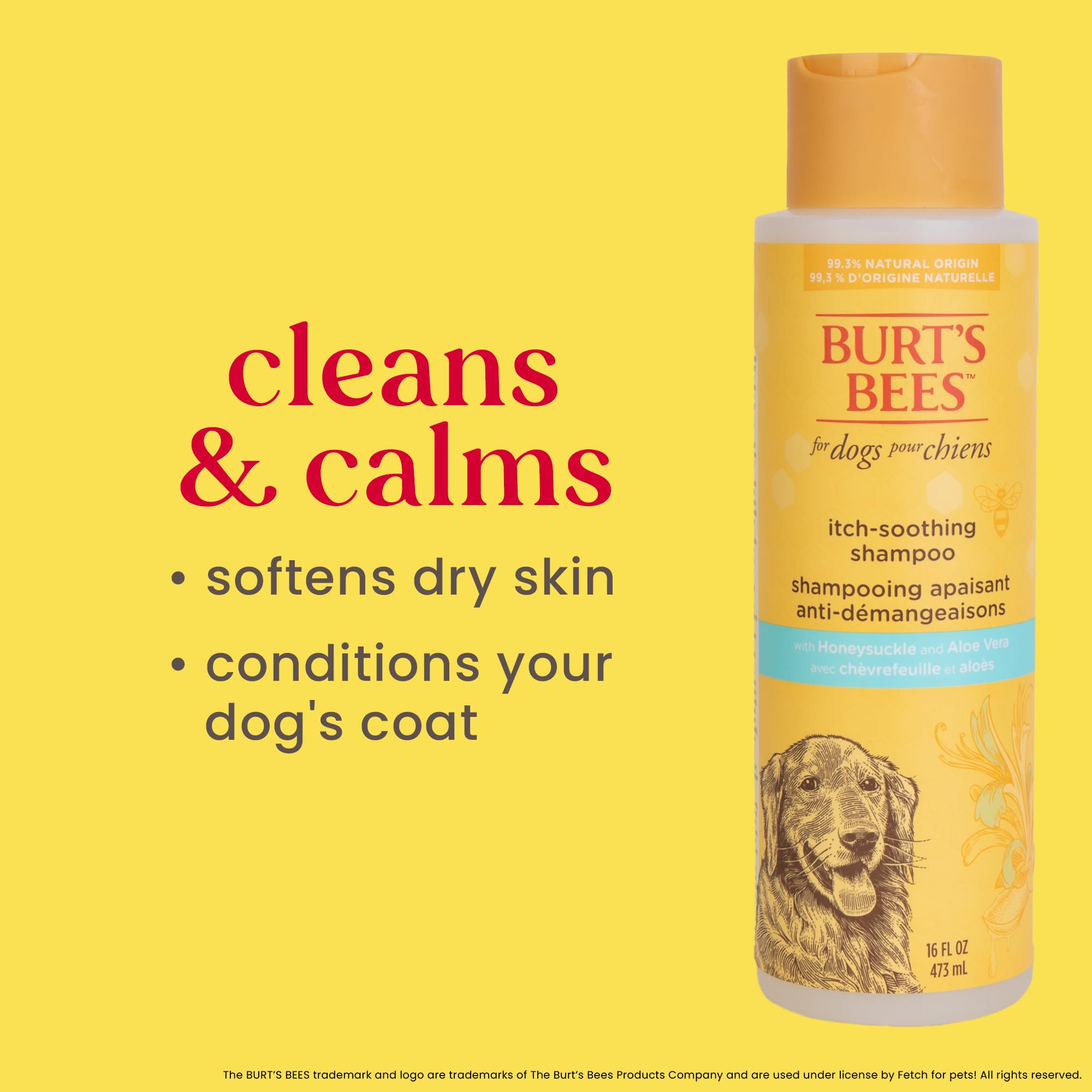 Burt'S Bees For Pets Naturally Derived Itch Soothing Shampoo With Honeysuckle - Anti-Itch Dog Shampoo For All Dogs - Cruelty Free, Formulated Without Sulfates And Parabens, Made In The Usa, 16 Ounces
