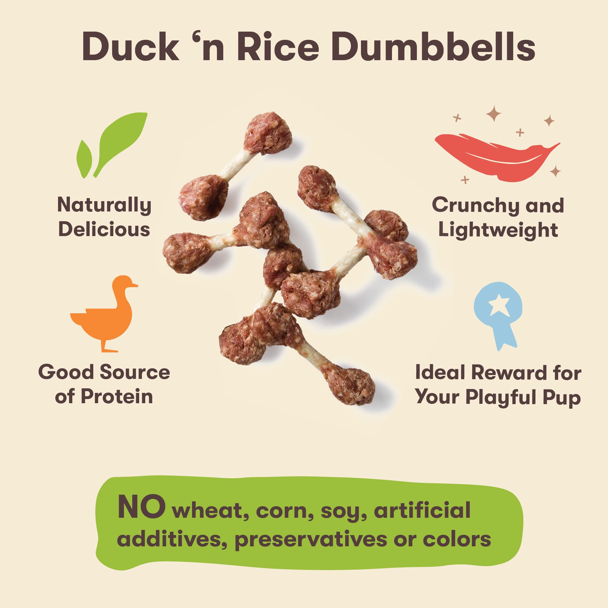 Pet n Shape Duck n Rice Dumbbells Dog Treats - 3 Ounce