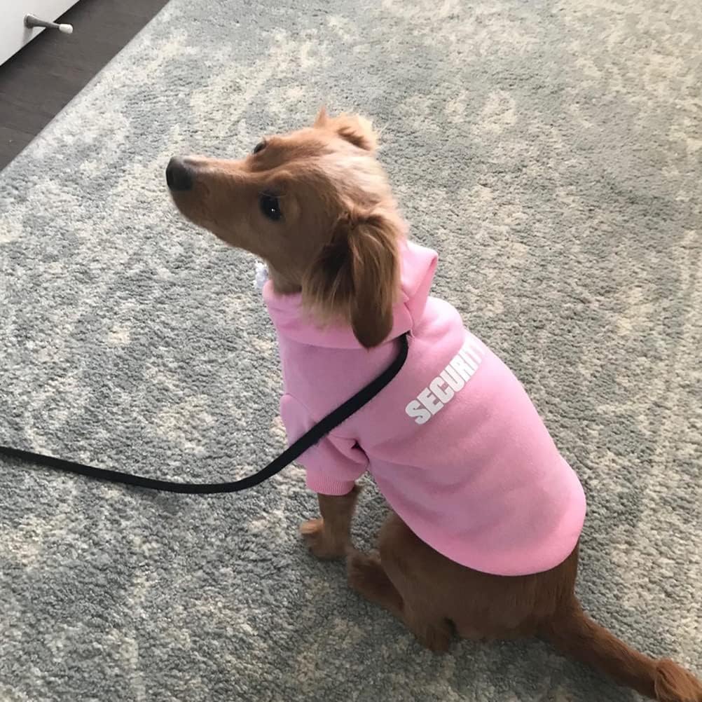 Bingpet Security Dog Hoodies Puppy Sweater Cold Weather Dog Coats Soft Brushed Fleece Pet Clothes Hooded Sweatshirt For Dog Cat Pink Xl