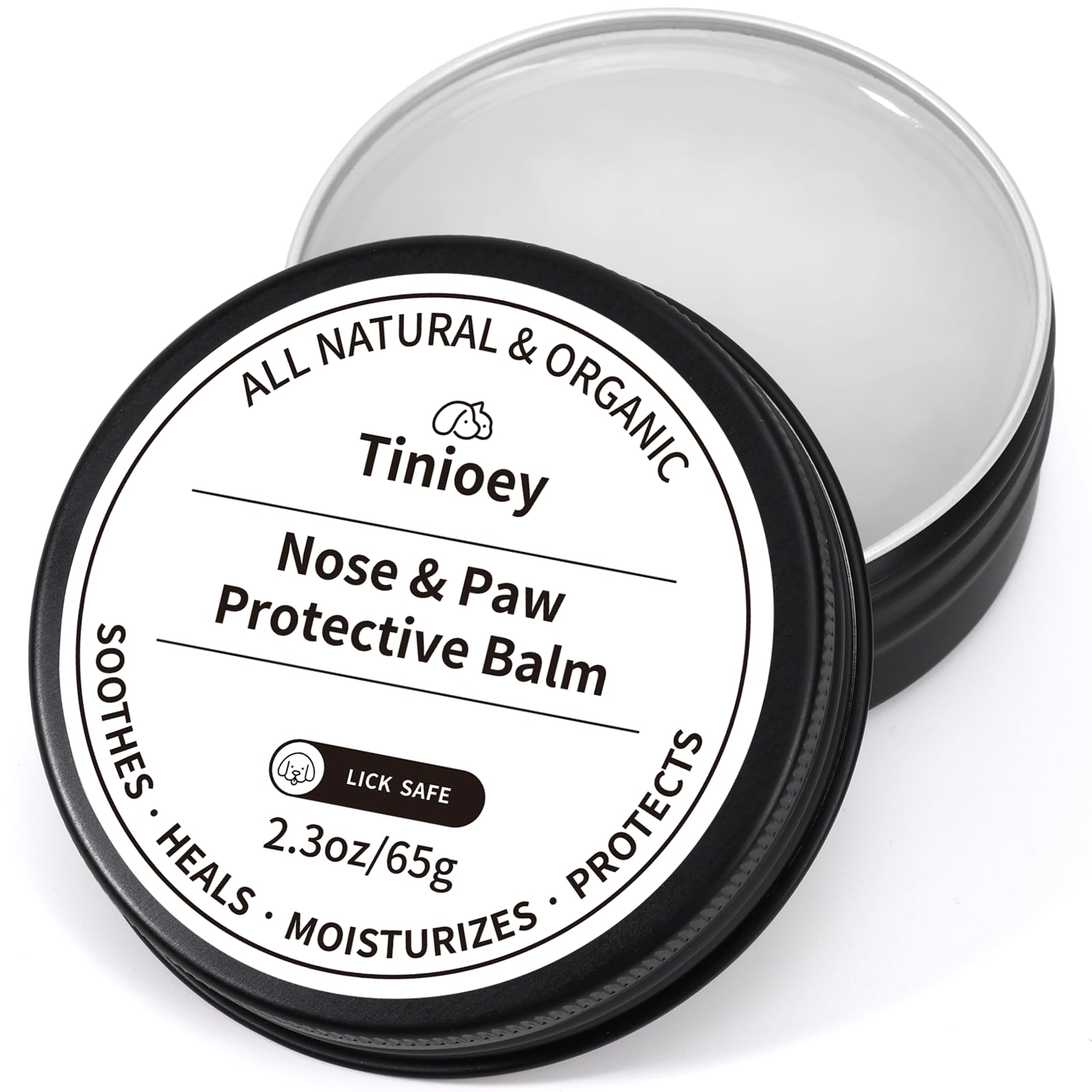 Tinioey Dog Paw Balm Dogs Lick Safe (2.3Oz) | 100% Natural & Organic Cat Dog Paw Pad Balm | Dog Nose Balm For Dry Nose | Paw Moi