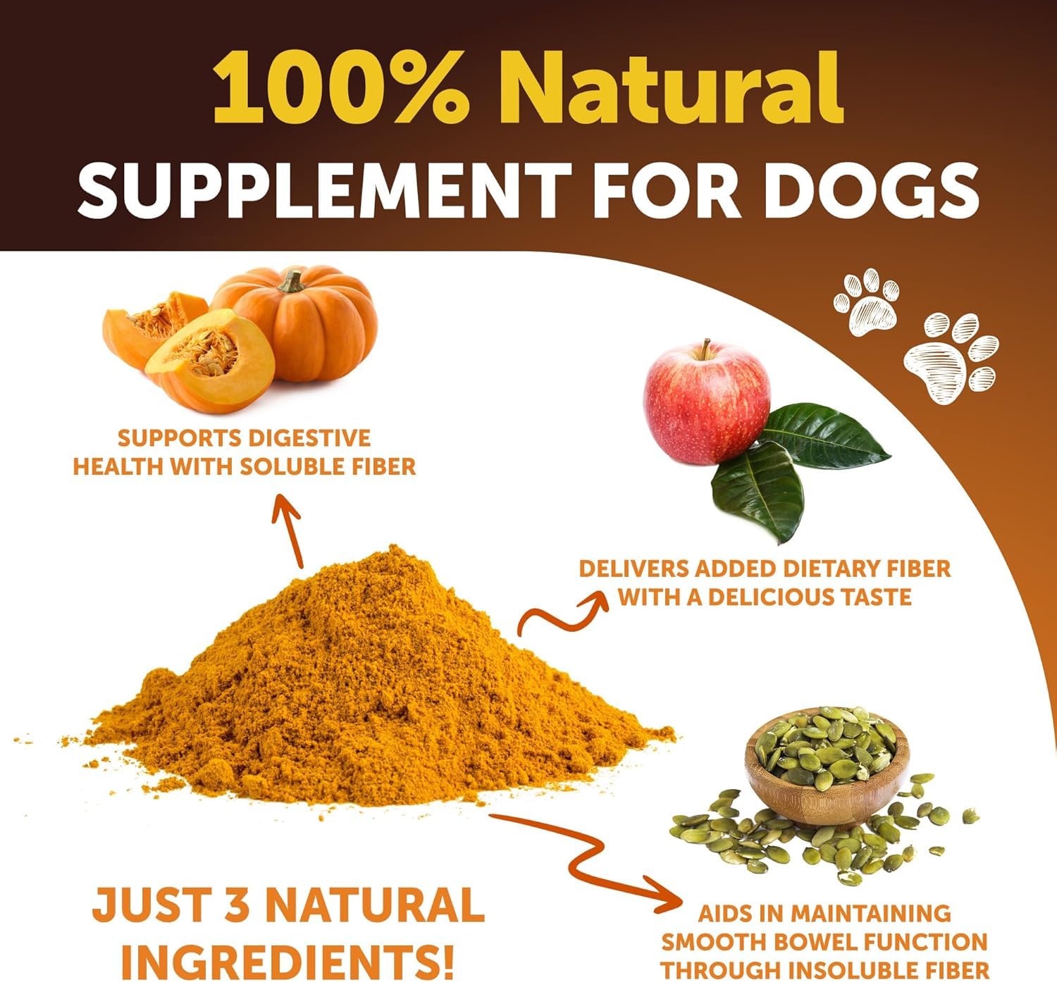 Pumpkin Powder for Dogs Digestive Support - 16 OZ - Fiber Supplement for Constipation - For Gut Balance, Healthy Skin, Digestion