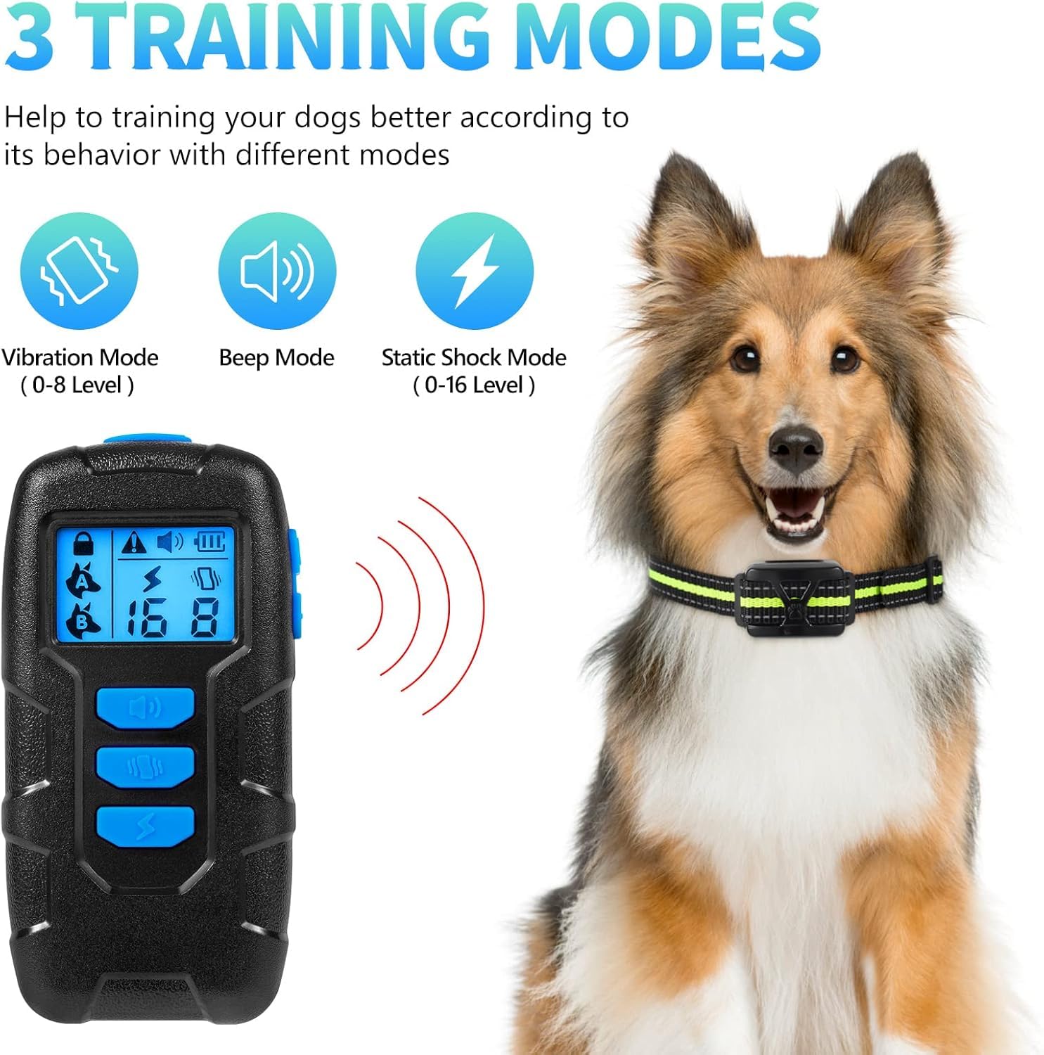 Dog Shock Collar With Remote Control, Dog Training Collar Shock Collar For Large Medium Small Dogs, Rechargeable Electric Traini