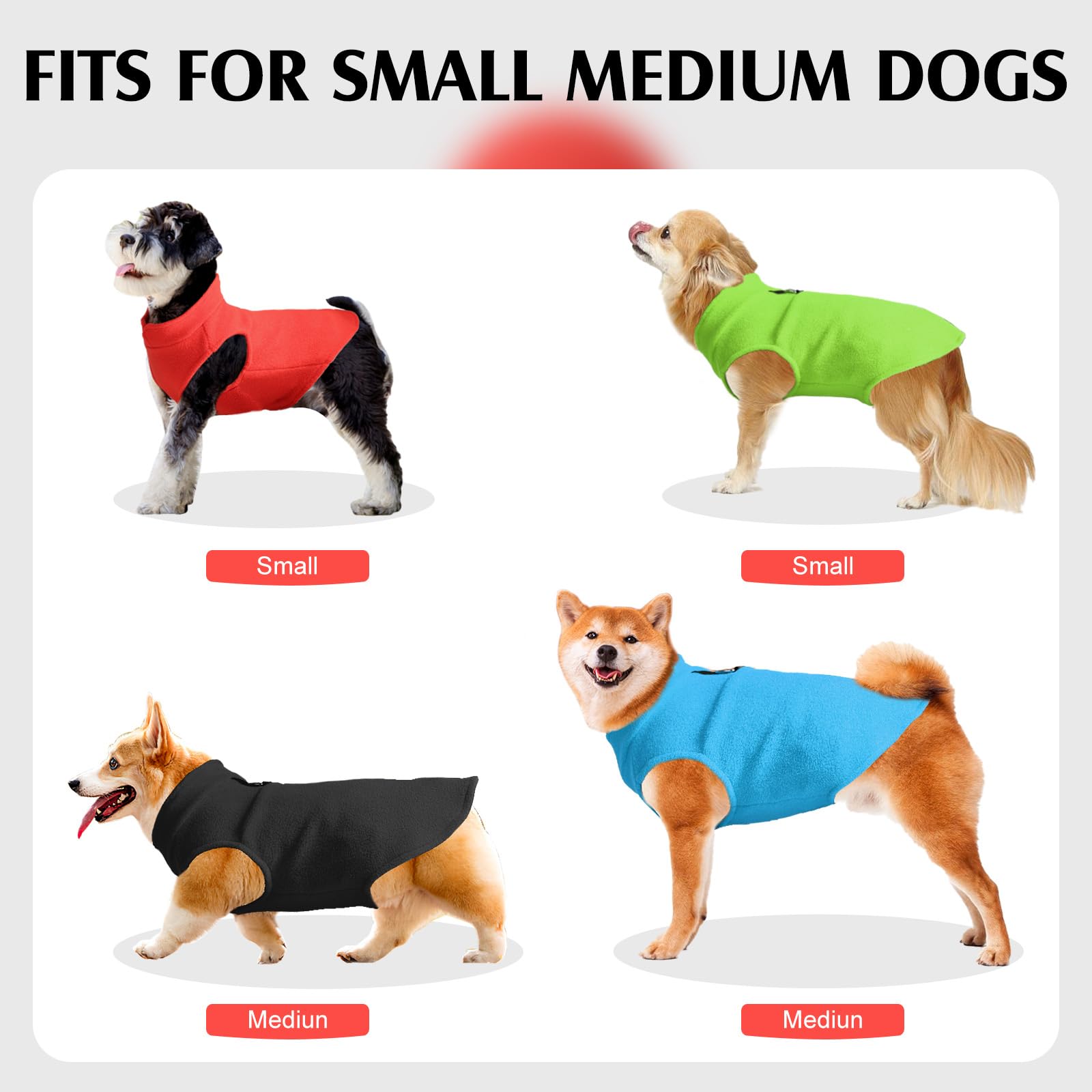 Fleece Dog Sweater Vest, Soft Warm Pullover, Winter Dog Clothes - Stretchy Fleece Vest With D Ring Leash (Green, M)