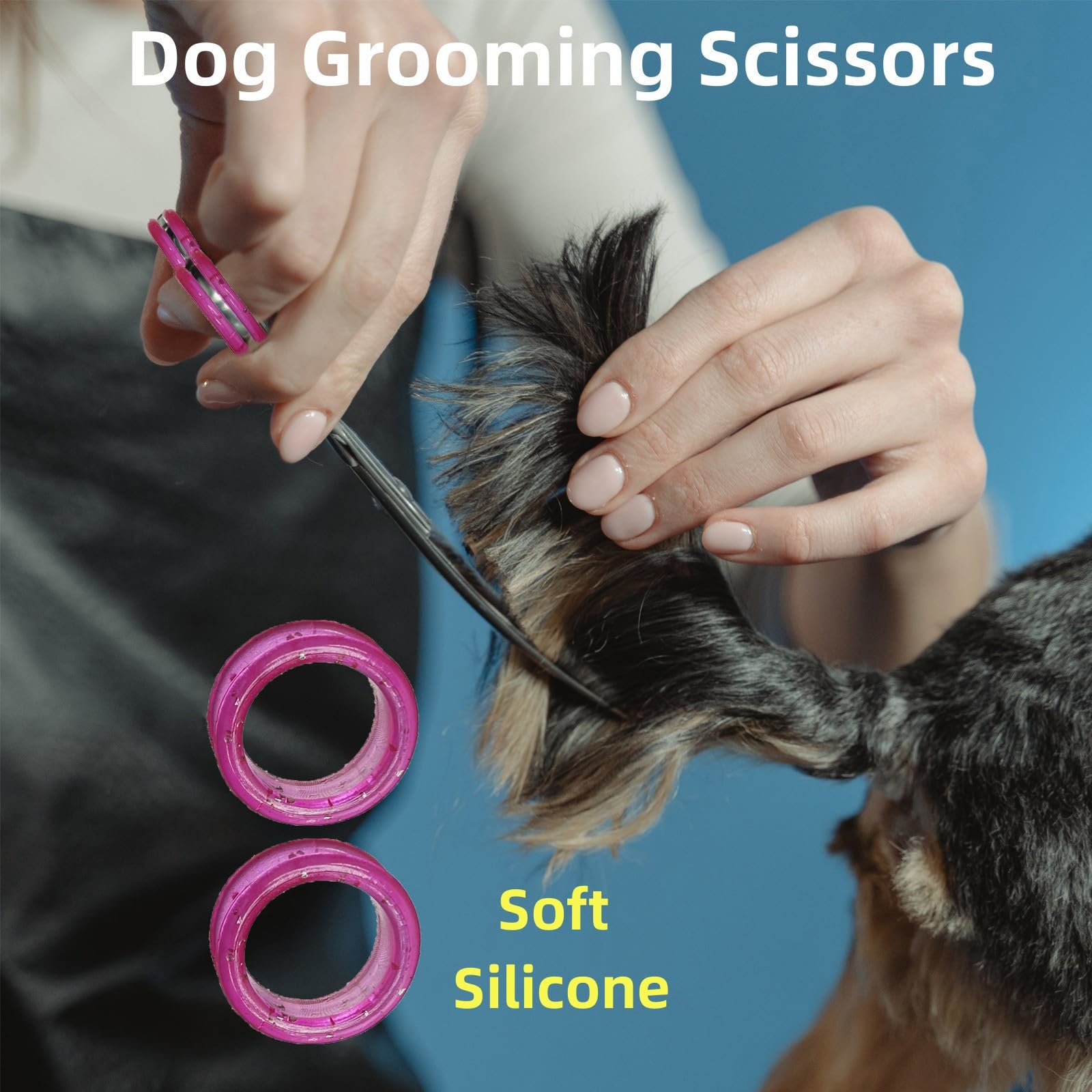 Lsdwl 16Pcs Shear Grips Inserts,Soft Silicone Scissors Finger Rings For Comfortable Dog Clipping And Pet Hair Trimming 8 Colors