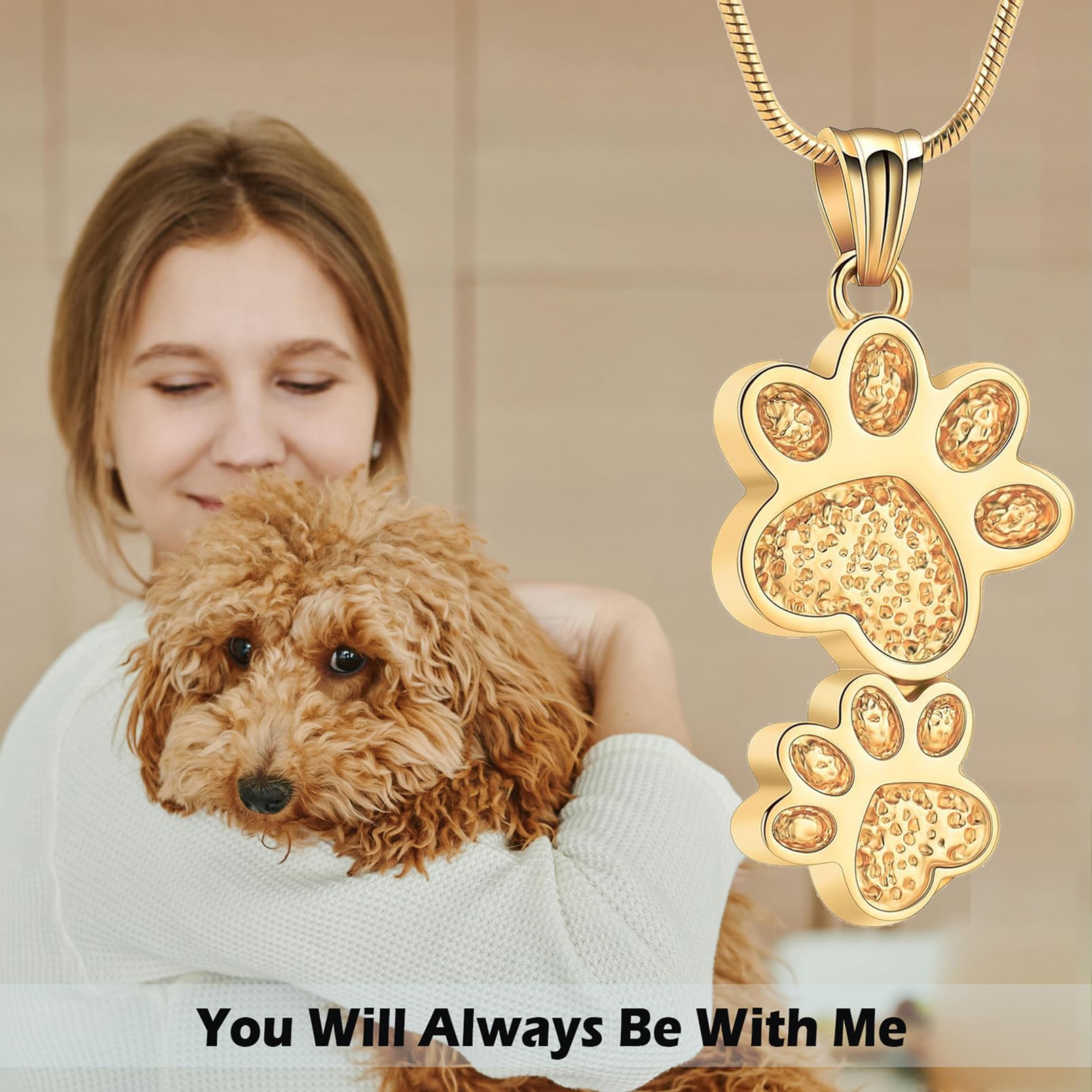 Pet Cremation Jewelry Double Dog Paw Urn Necklace For Ashes Stainless Steel Funeral Keepsake Urn Pendant Ashes Holder Memorial J