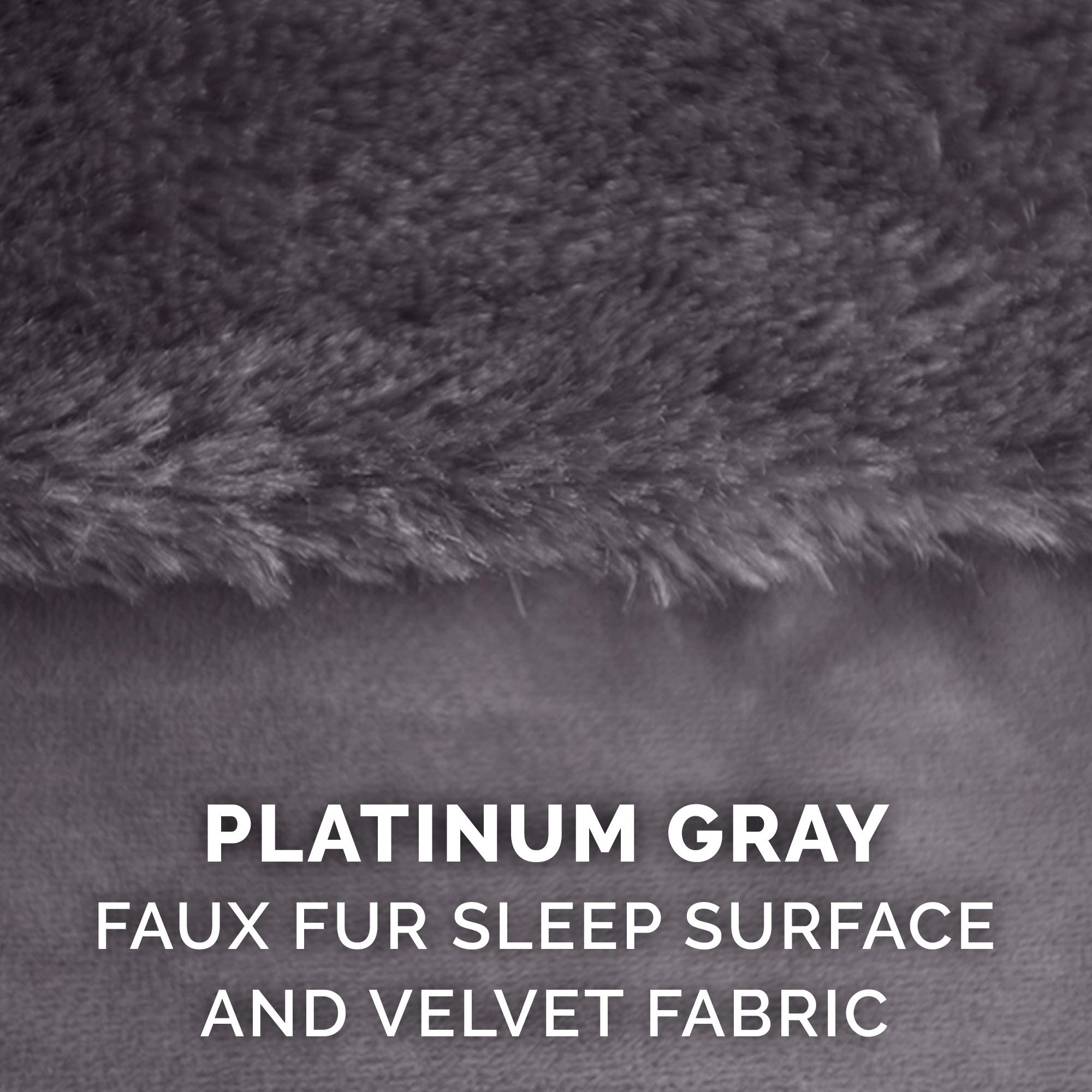 Furhaven Replacement Dog Bed Cover Plush & Velvet L Shaped Chaise, Machine Washable - Platinum Gray, Jumbo Plus (XX-Large)