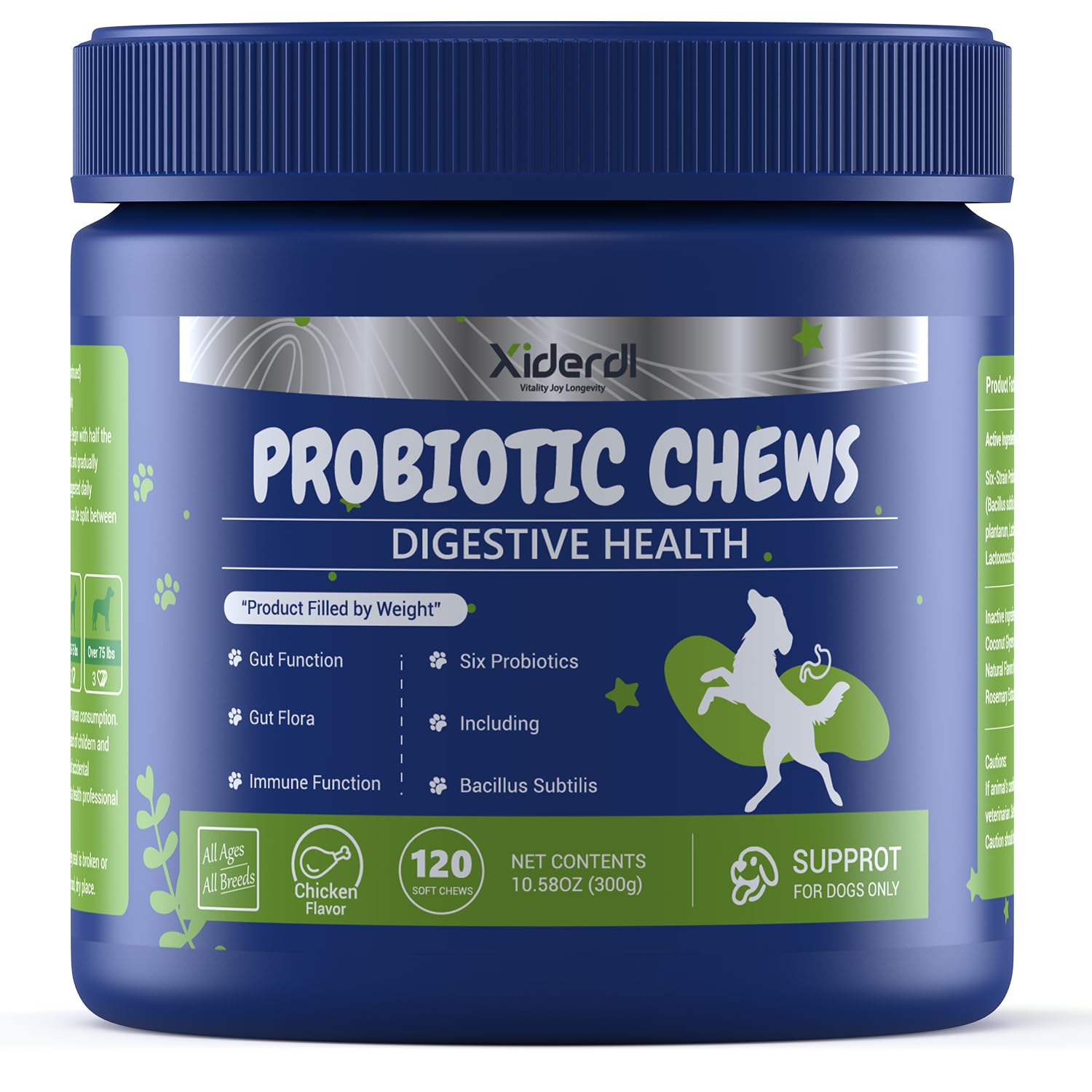 Xiderdl Dog Probiotic Soft Chews - 6-Strain Blend for Digestive & Immune Health - Supports Gut Balance, Reduces Gas, Tasty Daily