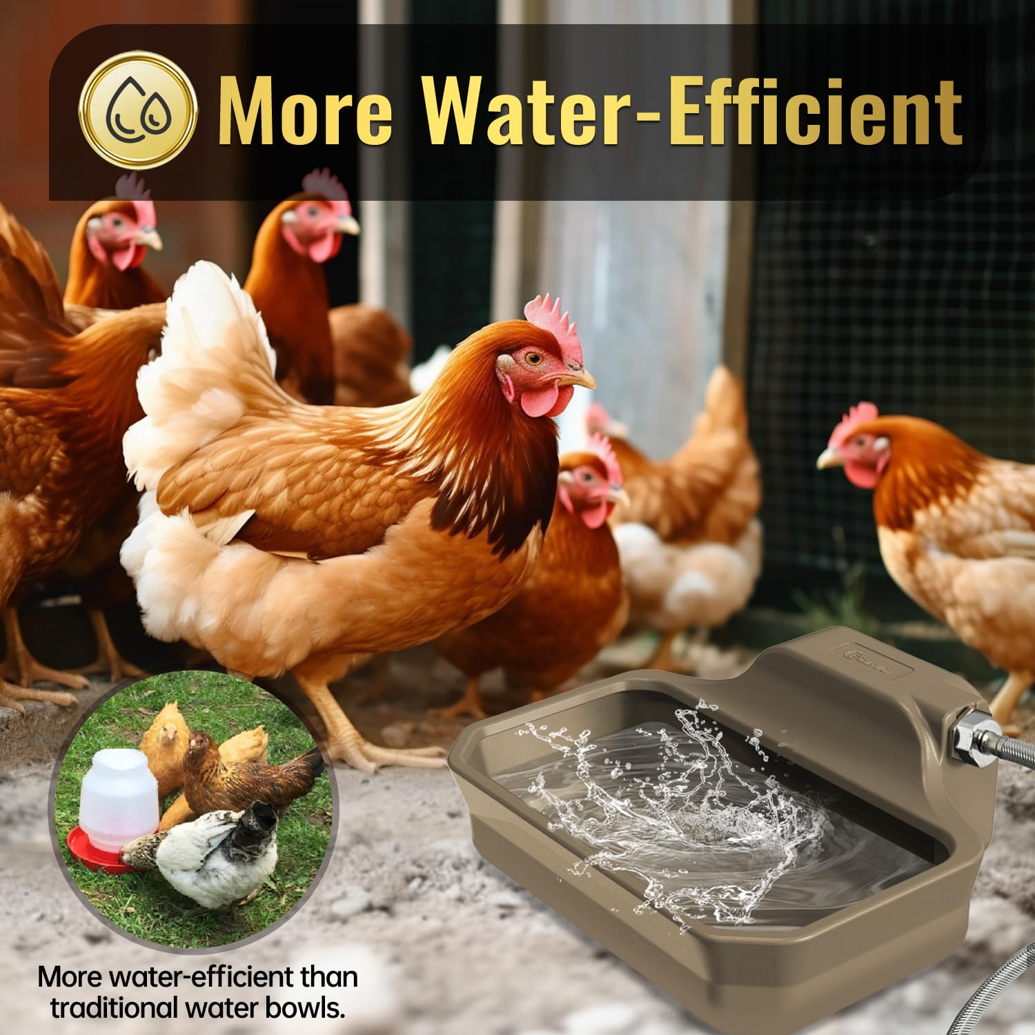 Ficuswin 135Oz Automatic Water Dispenser For Large Dogs Patented Fit 3/4In Ght Male Faucet, Outdoor Animal Water Bowl Include Wa