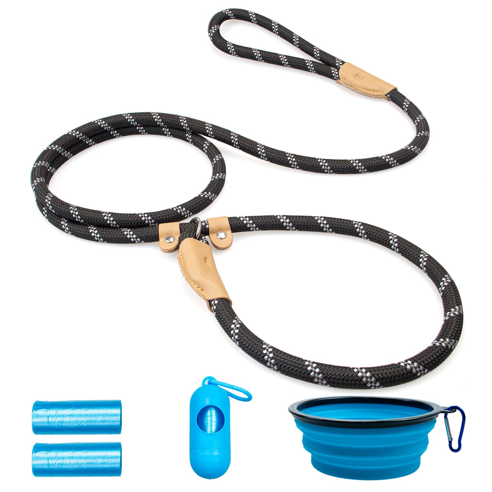 Poupua 3/8' X 6 Ft Durable Slip Leads For Dogs, Heavy Duty Strong Rope Slip Leash For Large, Medium Dogs No Pull Training Leash