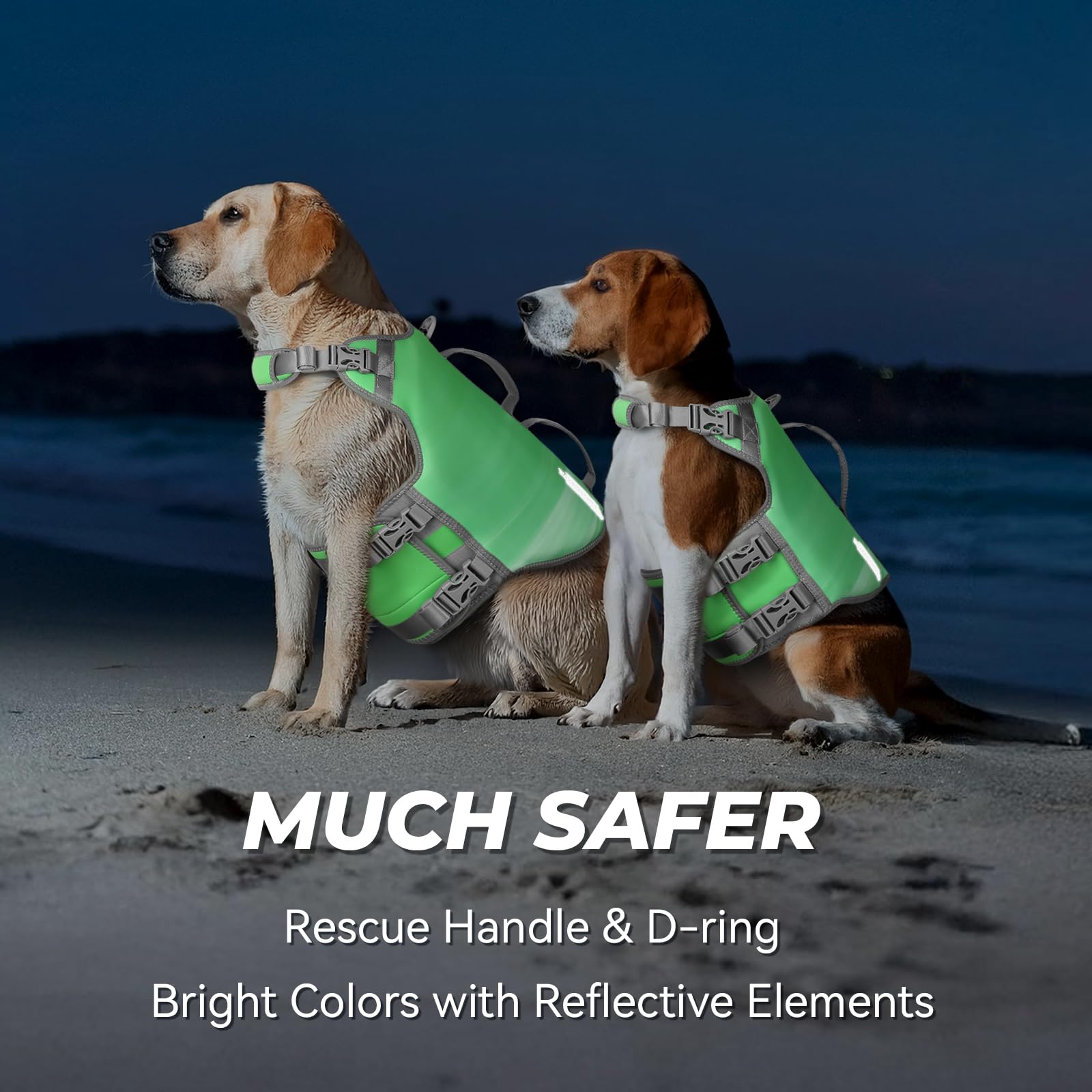 Vivaglory Neoprene Dog Life Jacket Dog Swim Vest For Boating Hunting & Swimming, Lightweight With Leash Ring, M, Grape Green