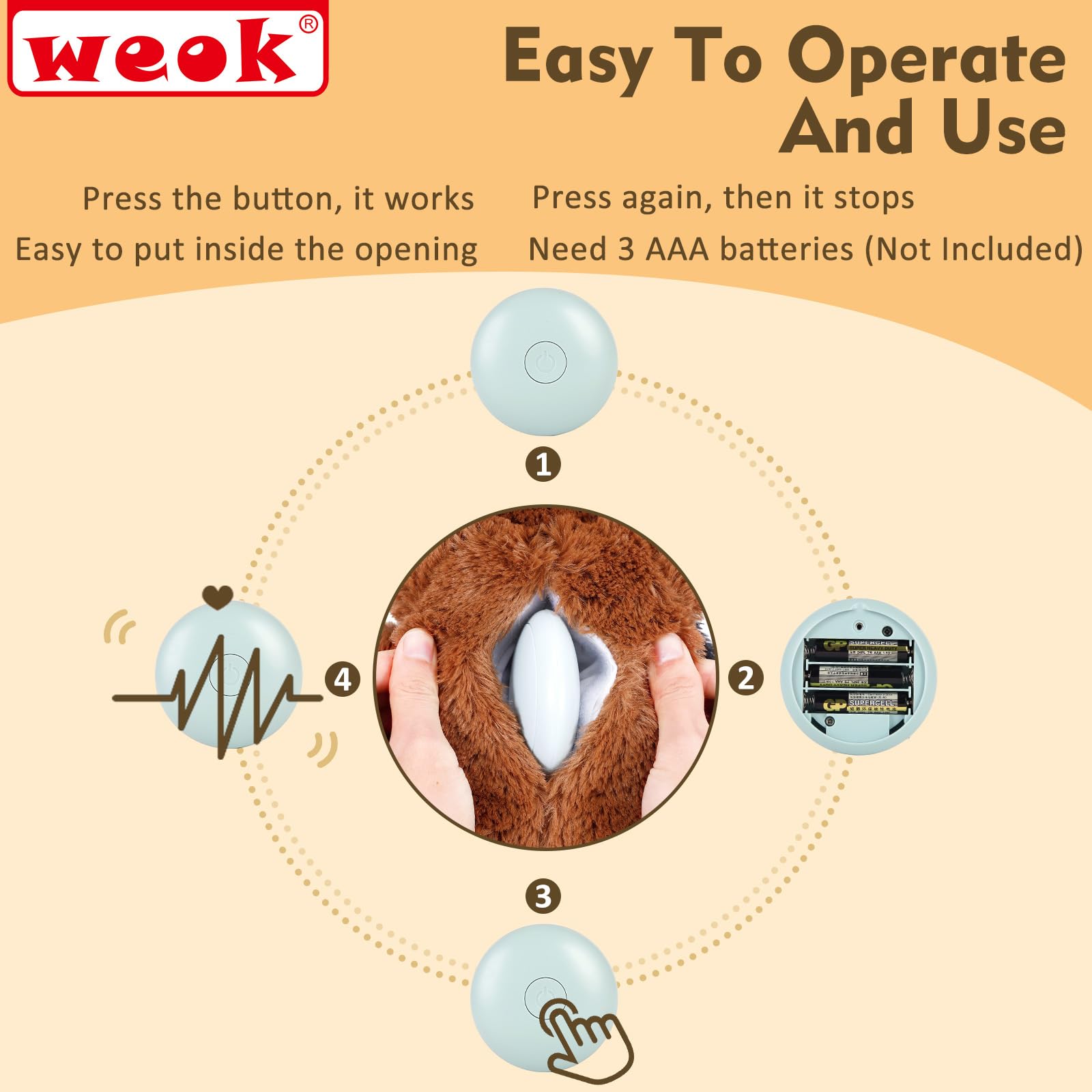 Weok Heartbeat Puppy For Dogs, Heartbeat Helps For Dog Anxiety Relief And Calming Aid, Puppy Heartbeat Stuffed Animal Anxiety Ca