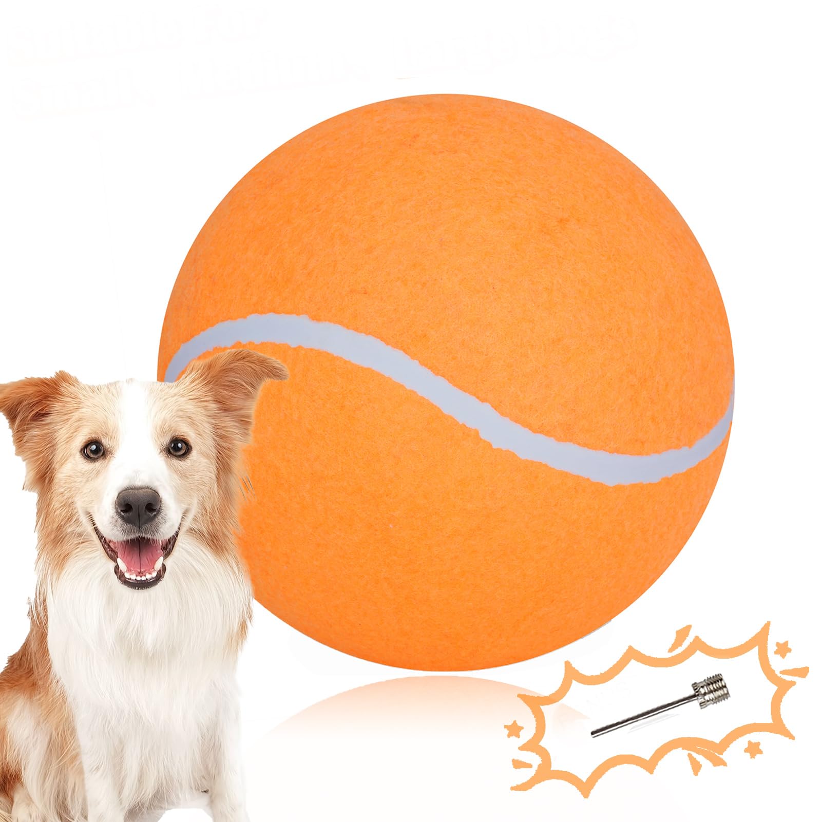 Banfeng Big Tennis Ball For Dogs, Giant Dog Tennis Ball Toy Large Outdoor Sports Gift For Small Medium Large Dog (Orange, 9.5 In