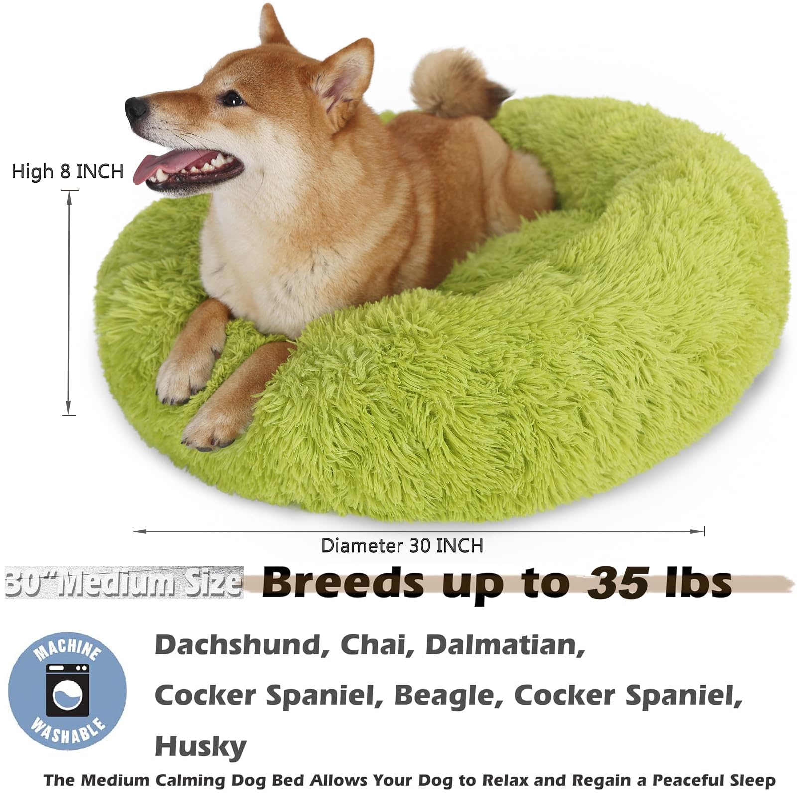 Calming Bed For Dogs 30 Inches Dark Gray Dog Beds For Medium Dogs Washable Anti-Anxiety Dog Beds For Medium Dogs