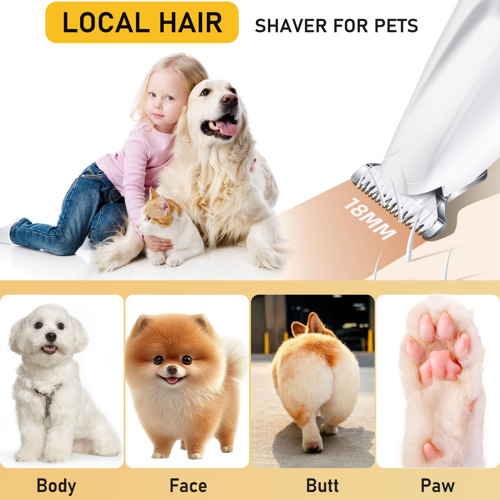 Petoirpet Trimmer,Electric Dog Paw Trimmer With Led Light,Silents Pet Grooming Kit, Nail Clippers For Small And Large Dogs, Cats