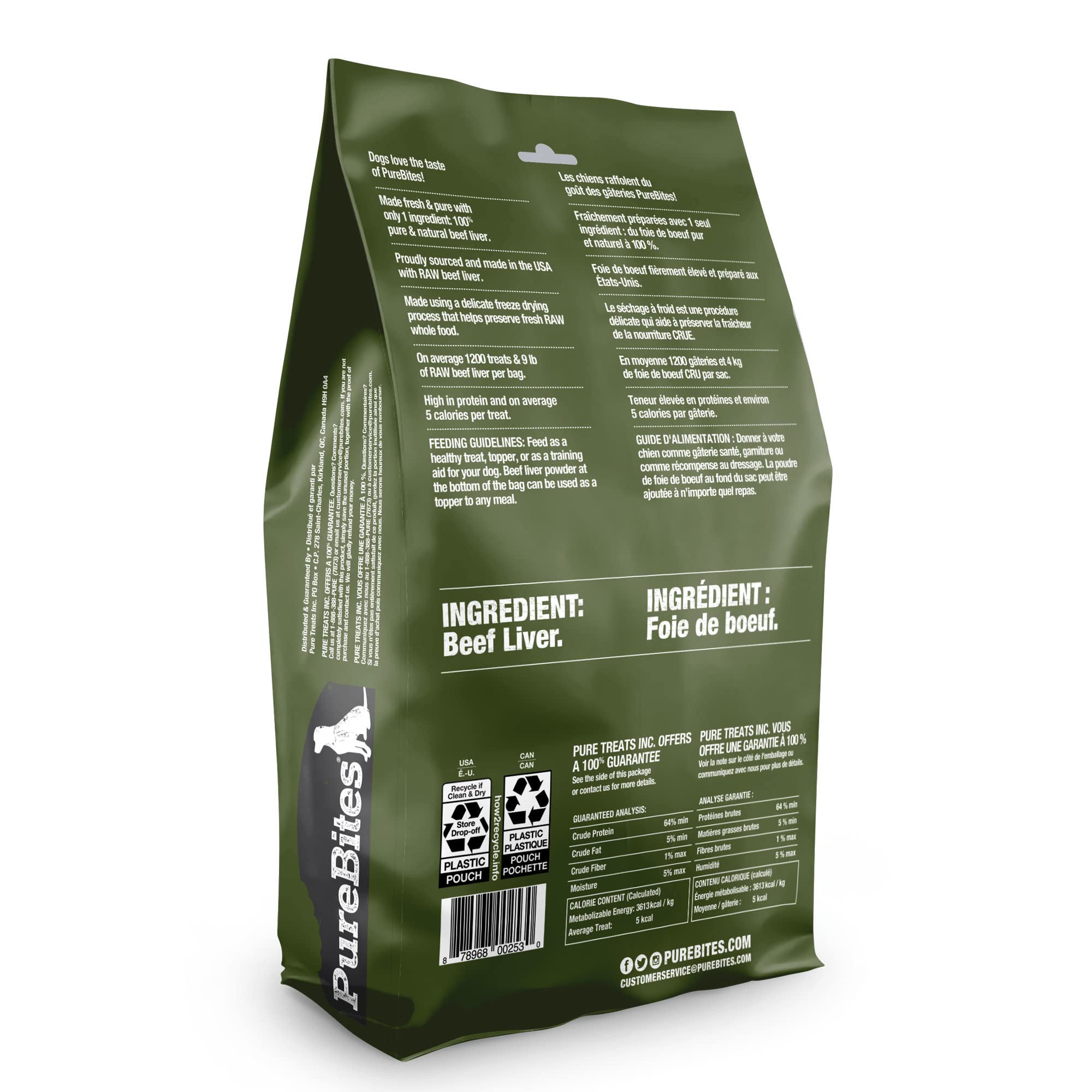 PureBites Beef Freeze Dried Dog Treats, 1 Ingredient, Made in USA, 44oz