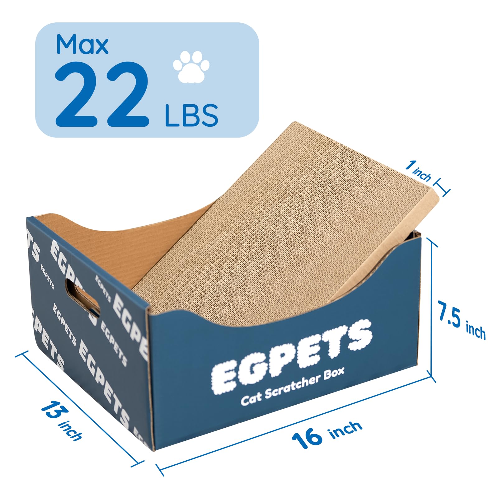 EGPETS Cardboard Cat Scratcher Box for Indoor Cats with 3Pcs Extra-Large Scratching Board, Refillable and Sturdy, Ideal for Hidi