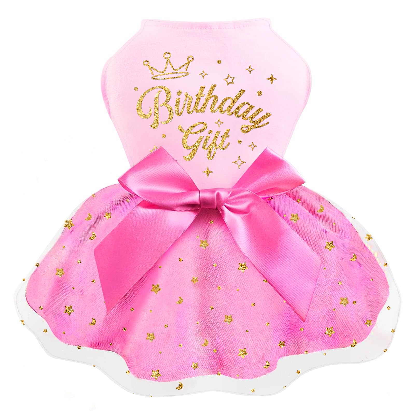 Birthday Dog Dress, Princess Dog Dress Tulle Puppy Skirt Doggie Birthday Outfit Pink Clothes For Small Dogs, Cat Pet Apparel (La