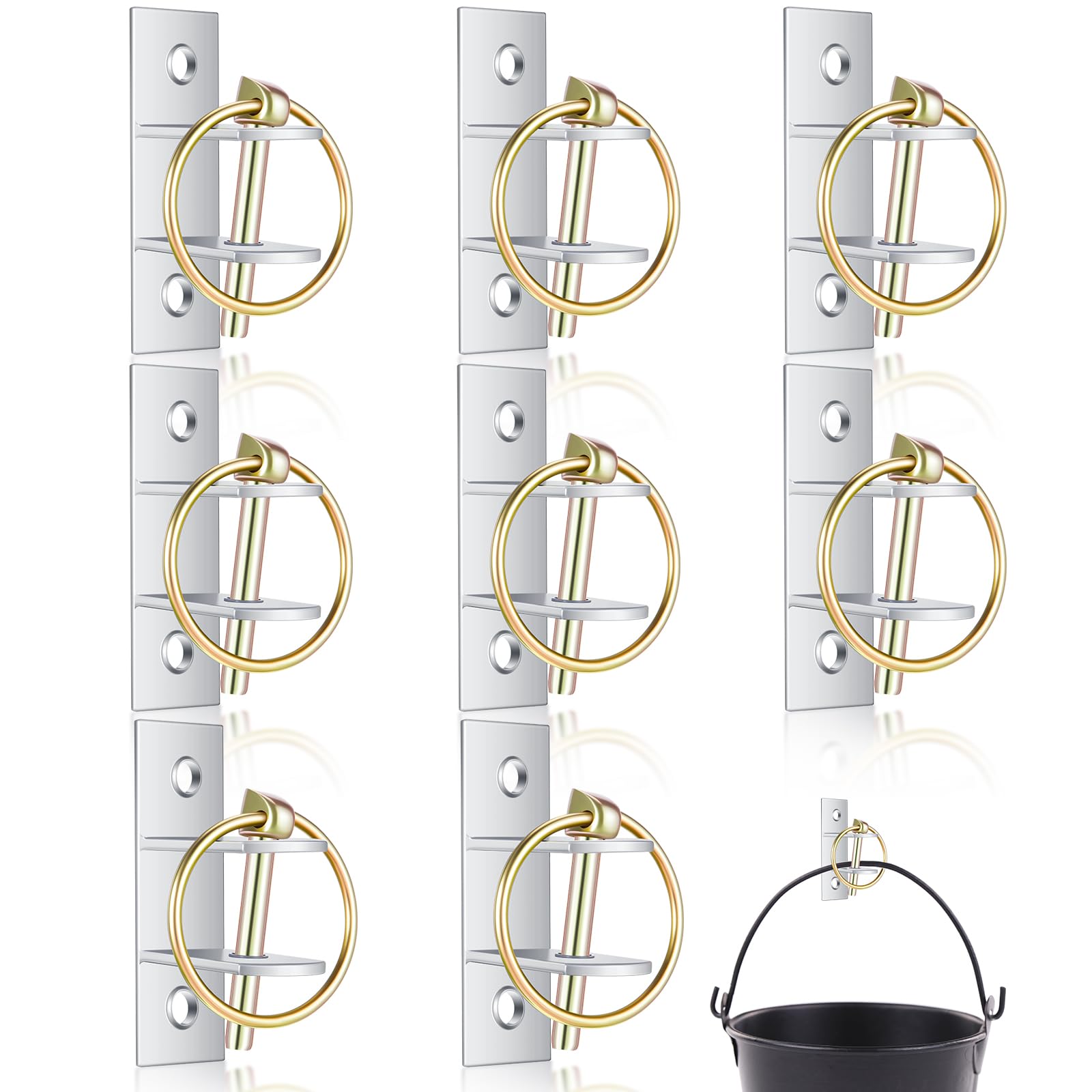 Otoolling 8 Pcs Water Bucket Hooks for Horses with Pin Heavy Duty Wall Mounted Horse Feed Bucket Hangers Holders Metal for Horse
