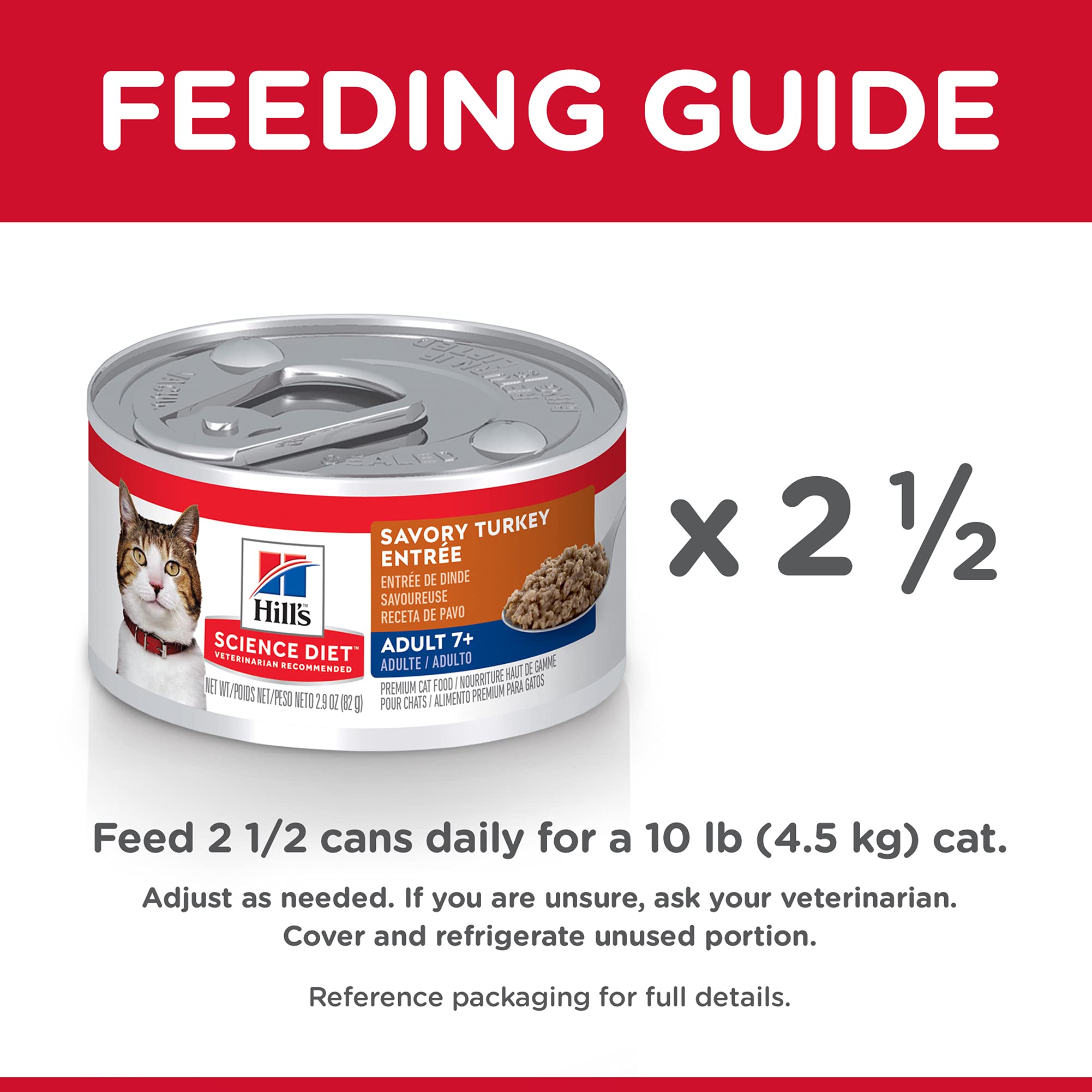 Hills Science Diet Adult 7+, Senior Adult 7+ Premium Nutrition, Wet Cat Food, Turkey Minced, 2.9 oz Can, Case of 24
