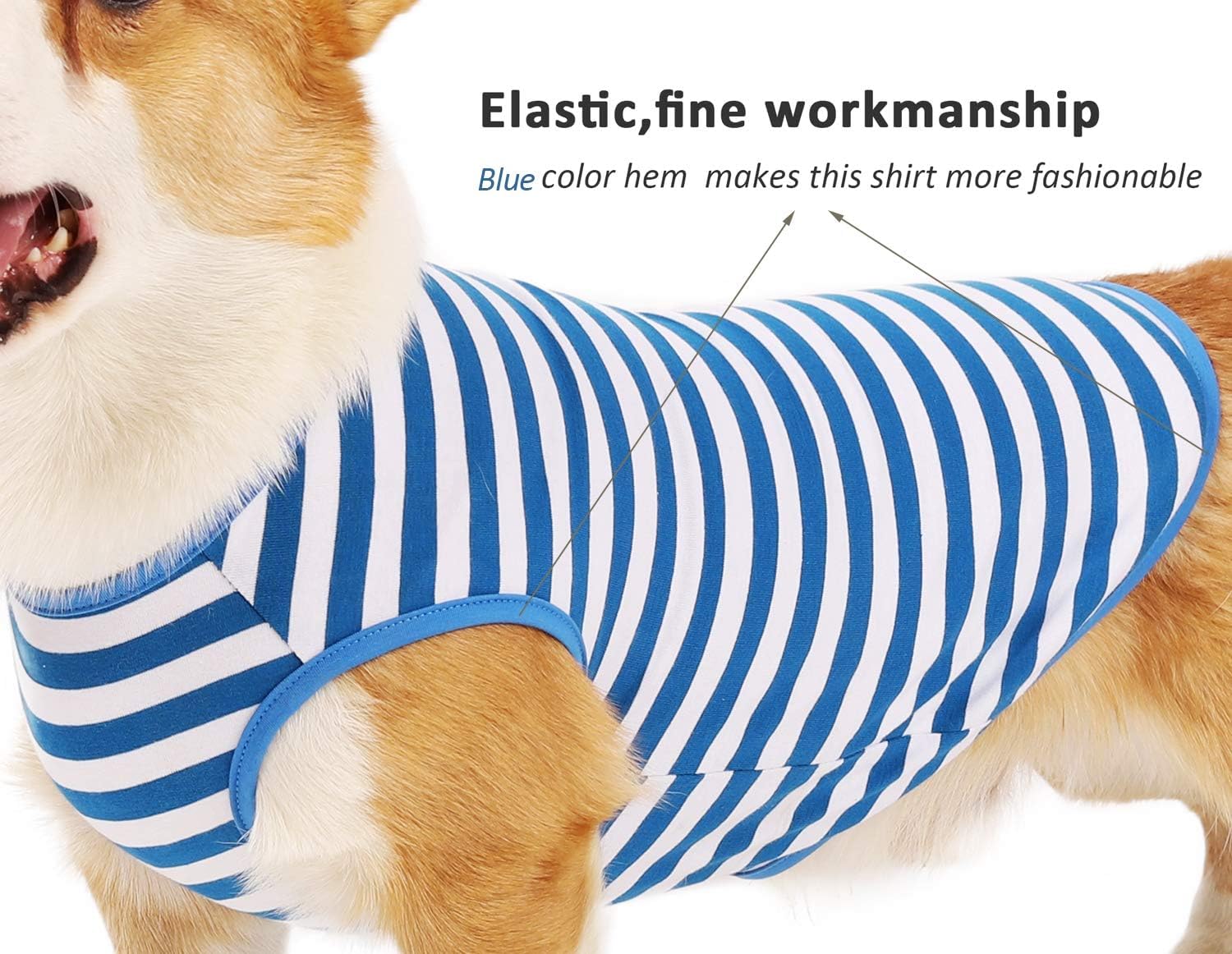 Weone Dog Shirt Striped Cotton Shirt,Pet Breathable Soft Basic Clothes For Small Medium Larg Boy Girl Dogs,Black Blue S