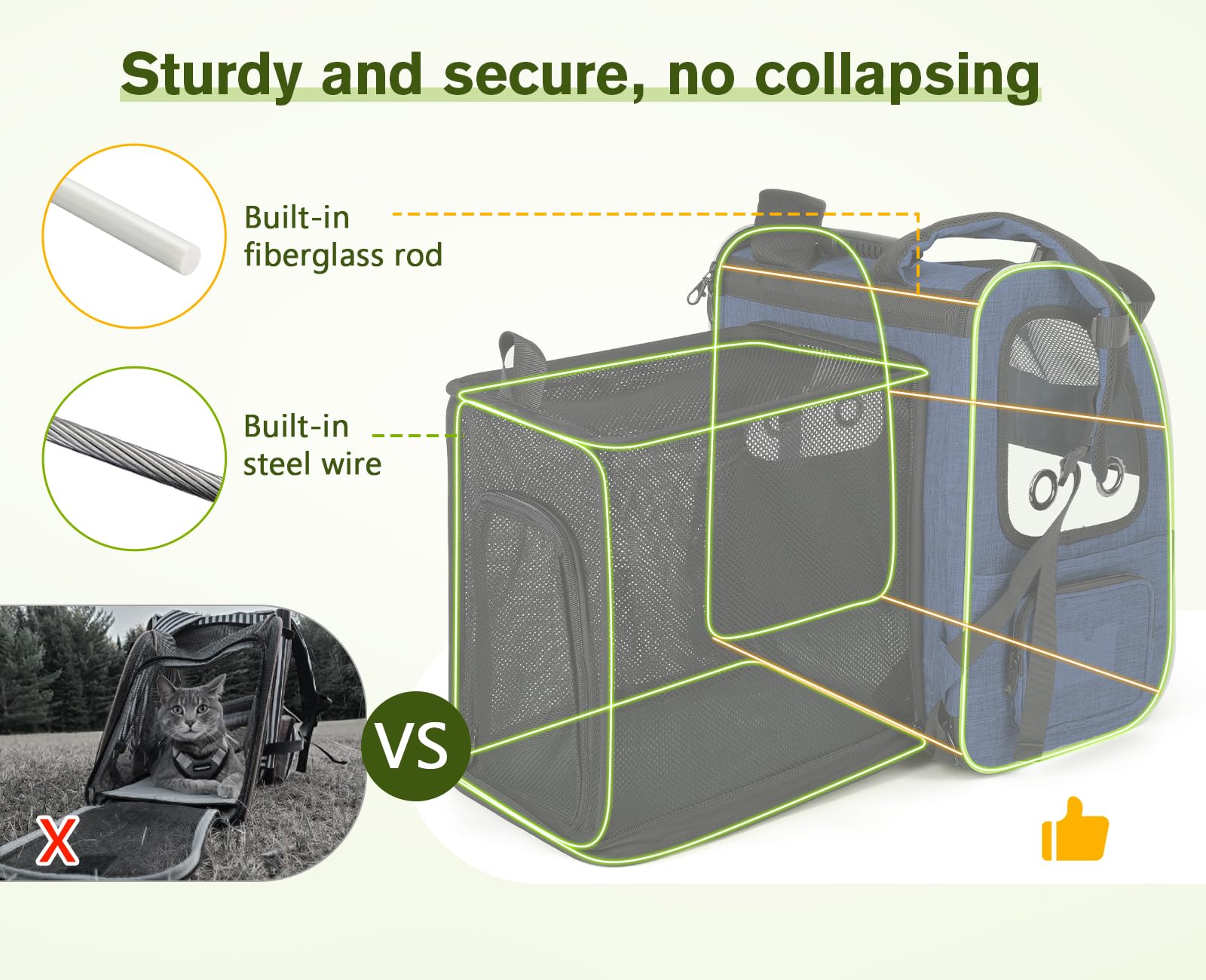 Pecute Pet Carrier Backpack, Cat Backpack Carrier, Expandable with Breathable Mesh for Small Dogs Cats Puppies, Dog Backpack Car