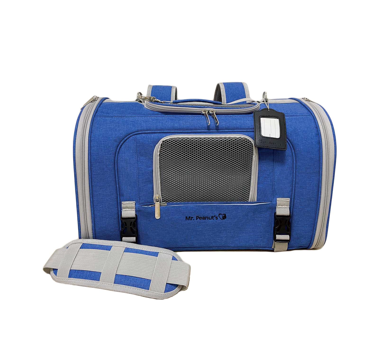 Mr. Peanut's Monterey Series Airline Compliant Horizontal Backpack Pet Carrier (Blue)