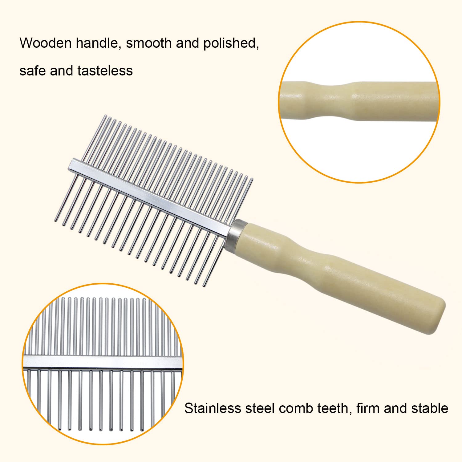 Wooden Handle Grooming Comb For Dogs Cats Pet(Multitooth)