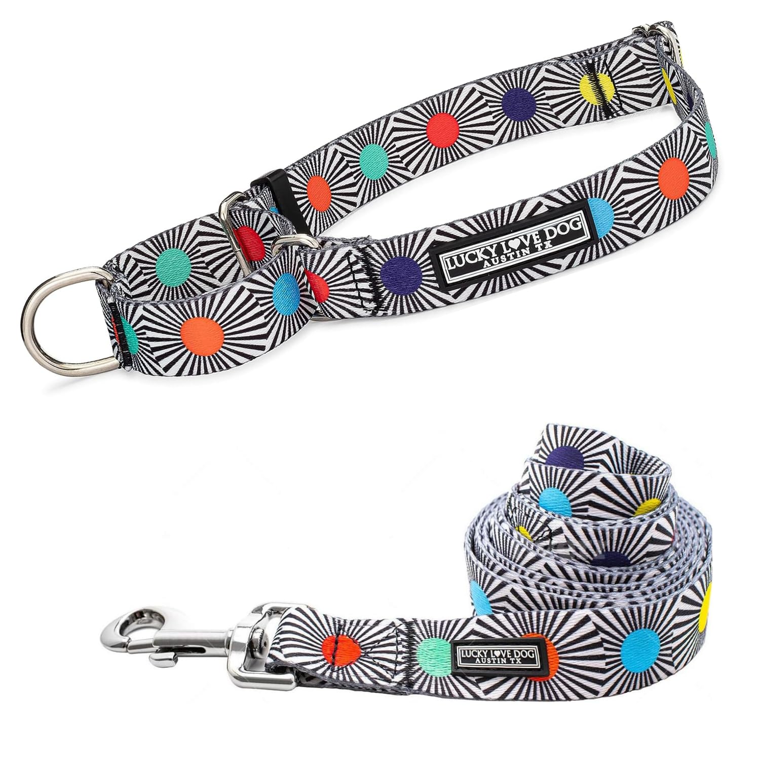 Lucky Love Dog, Adjustable Fun Style Martingale Collar For Dogs, Comfy & Bright Color, Premium No Slip Dog Collar - (Small, Soco