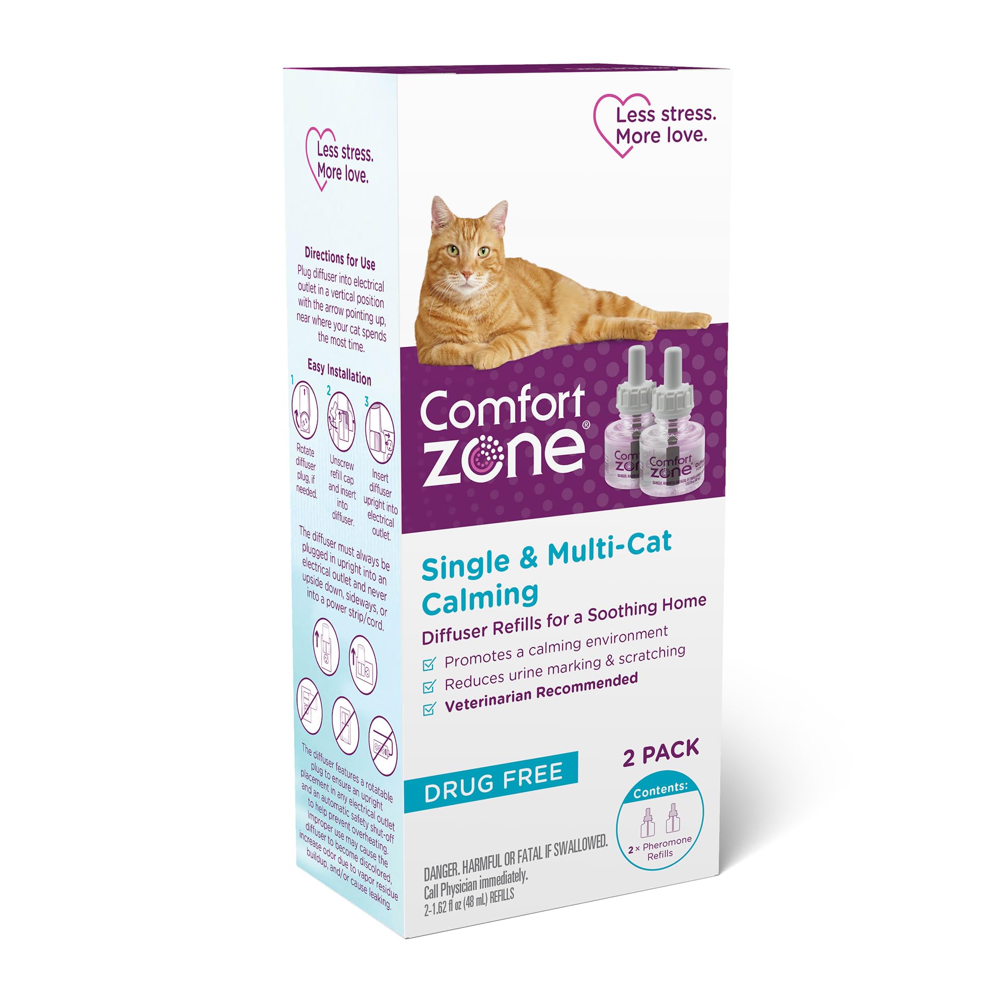 Comfort Zone Single & Multi-Cat Calming Refills for a Soothing Home 96ml Pack of 2