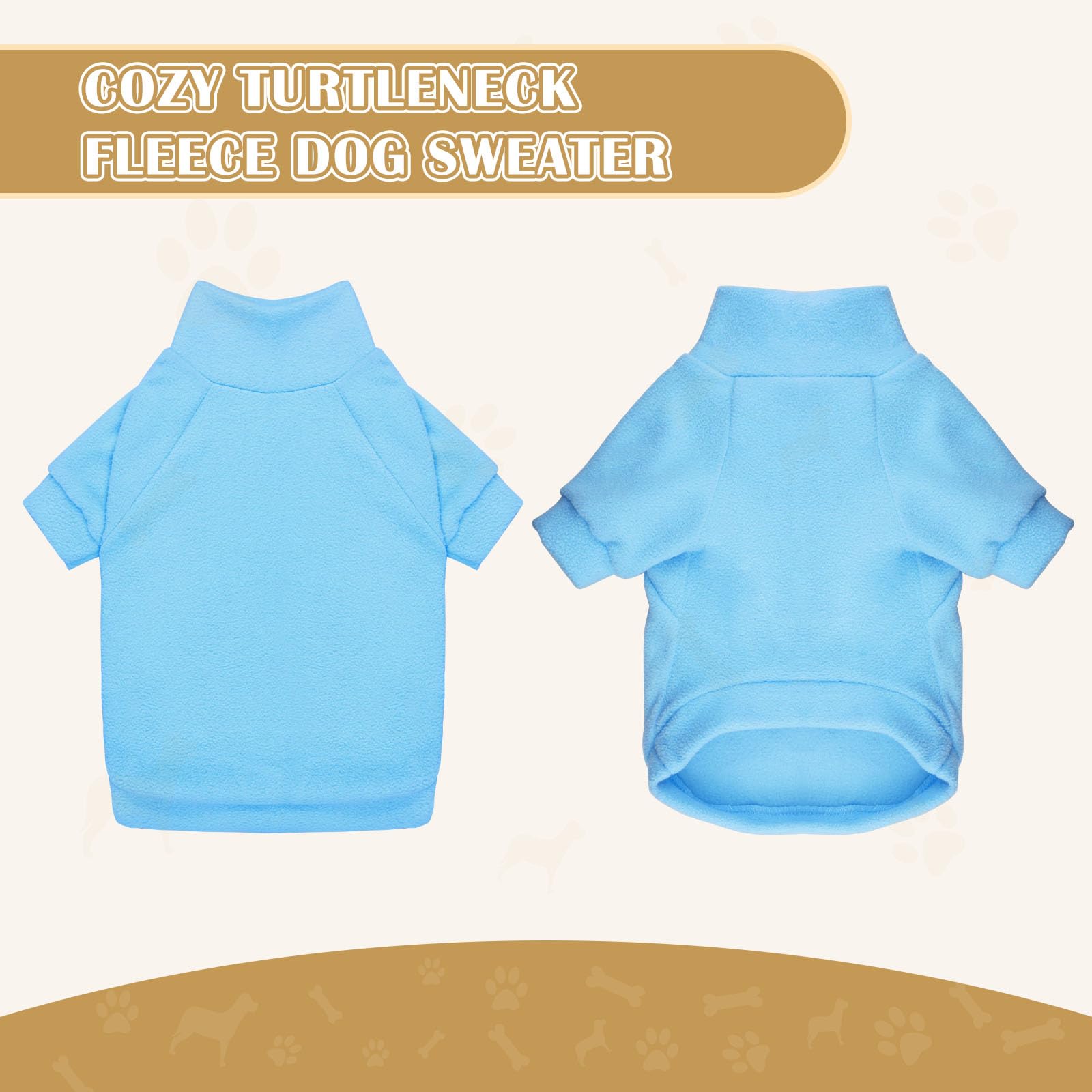 3 Pack Medium Dog Sweaters, Fleece Turtleneck Sweatshirt - Soft, Warm, Boy & Girl Dog Clothes (Gray+Blue+Coffee,M)