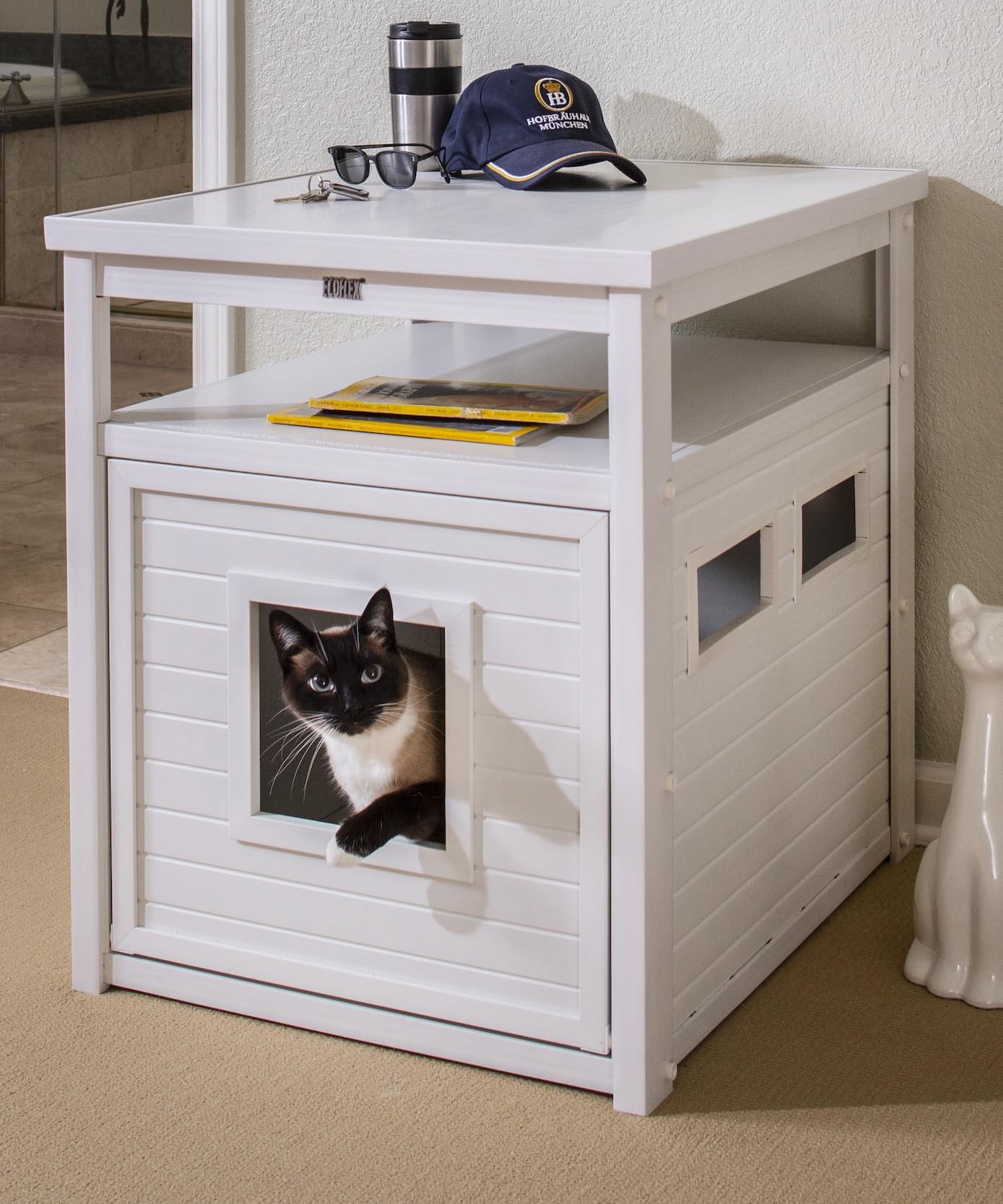 New Age Pet Ehlb802-04 Ecoflex Jumbo Litter Loo, Litter Box Cover/End Table, Antique White