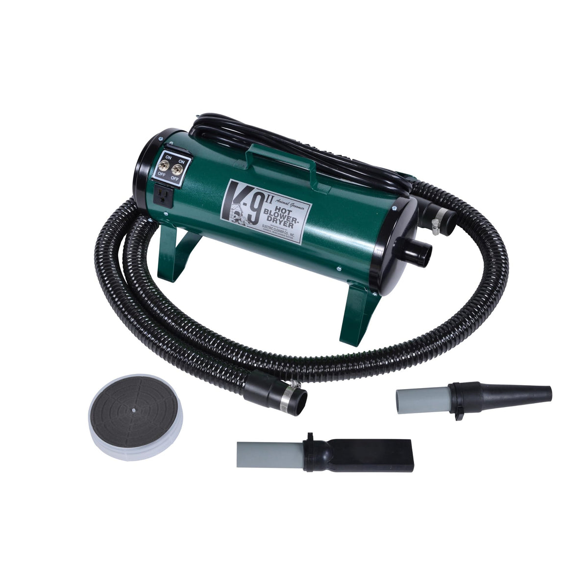 Electric Cleaner Company K9 Ii Dog Blow Dryer - High Power Grooming Dryer, Heavy Duty, 10' Hose, Deshedding, Hunter Green